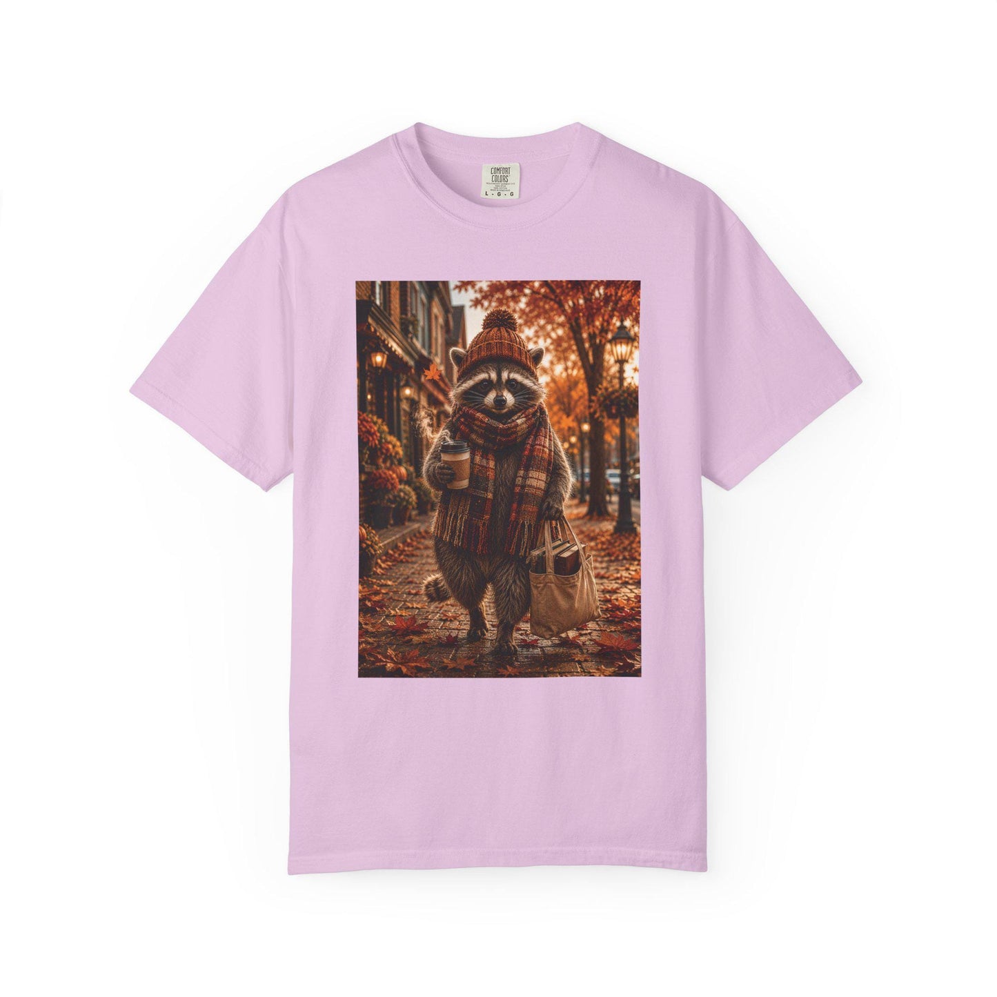 Fall Raccoon Shirt, Cozy Autumn Book Lover Tee, Cute Woodland Animal Shirt, Coffee and Books Graphic Tee Gift