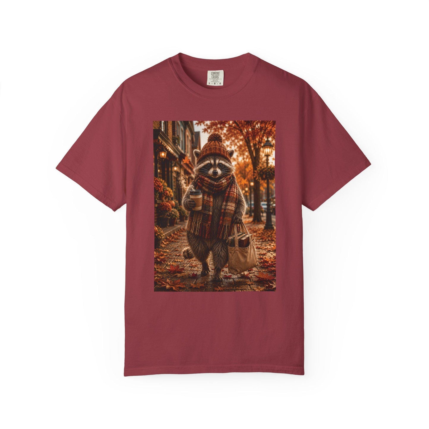 Fall Raccoon Shirt, Cozy Autumn Book Lover Tee, Cute Woodland Animal Shirt, Coffee and Books Graphic Tee Gift