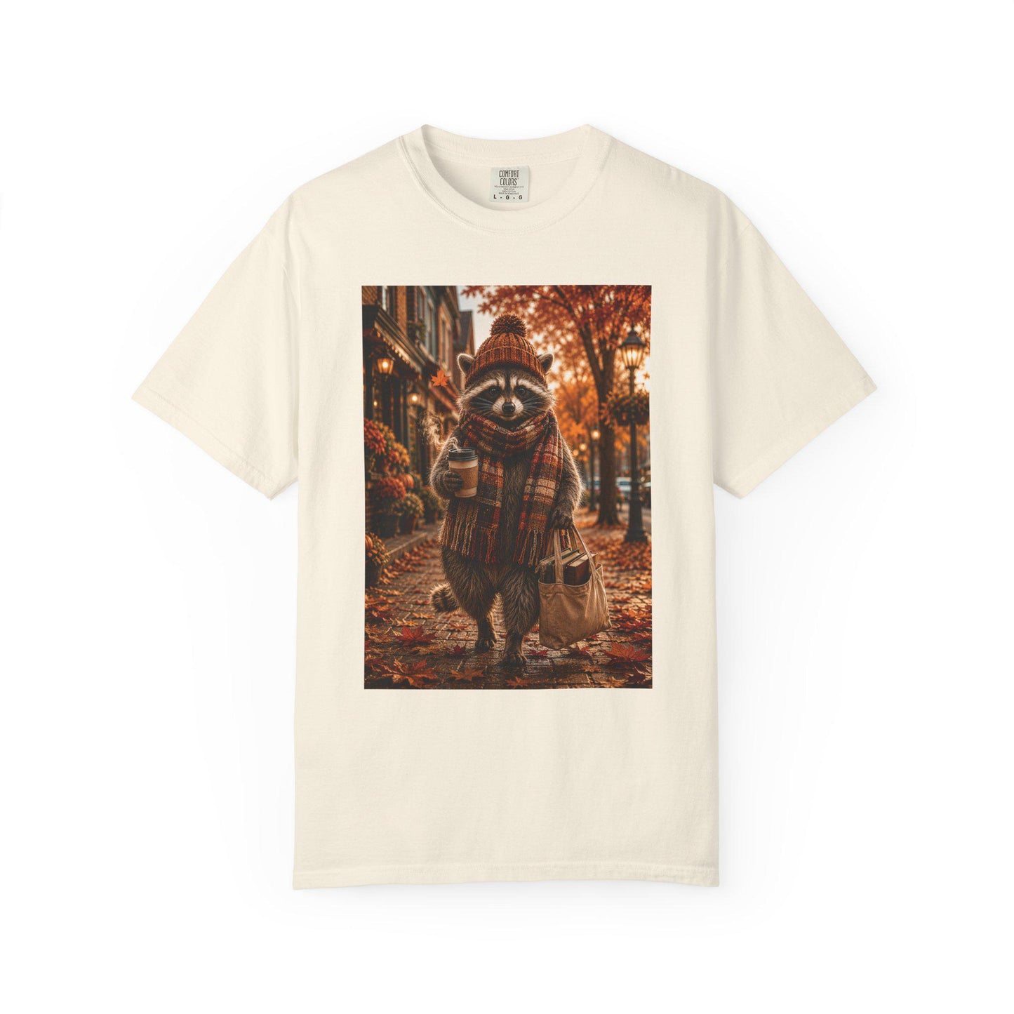 Fall Raccoon Shirt, Cozy Autumn Book Lover Tee, Cute Woodland Animal Shirt, Coffee and Books Graphic Tee Gift