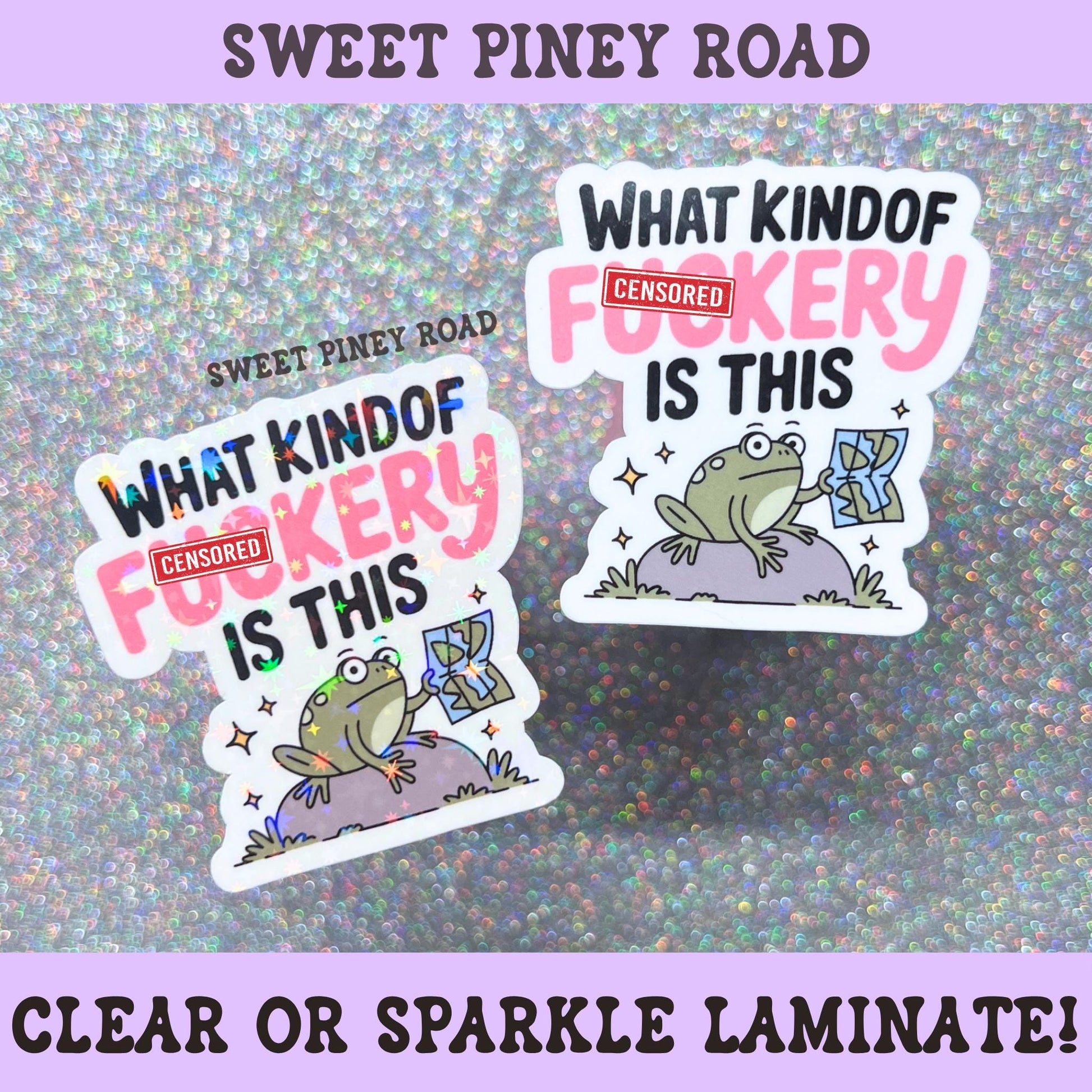 Funny frog sticker featuring a confused frog holding a map and the phrase What Kind Of Fuckery Is This.