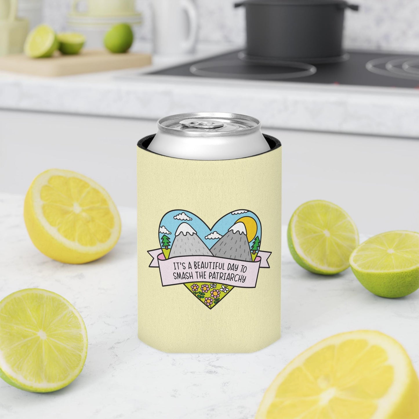 Beautiful Day to Smash the Patriarchy Can Cooler, Cute Feminist Cup Sleeve, Political FDT Gift for Women