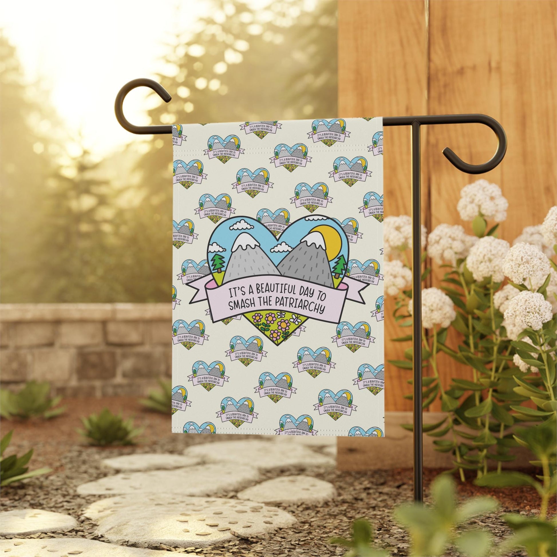 Beautiful Day to Smash the Patriarchy Yard Flag, Feminist Garden Home Decor, Cute Political FDT Gift for Women
