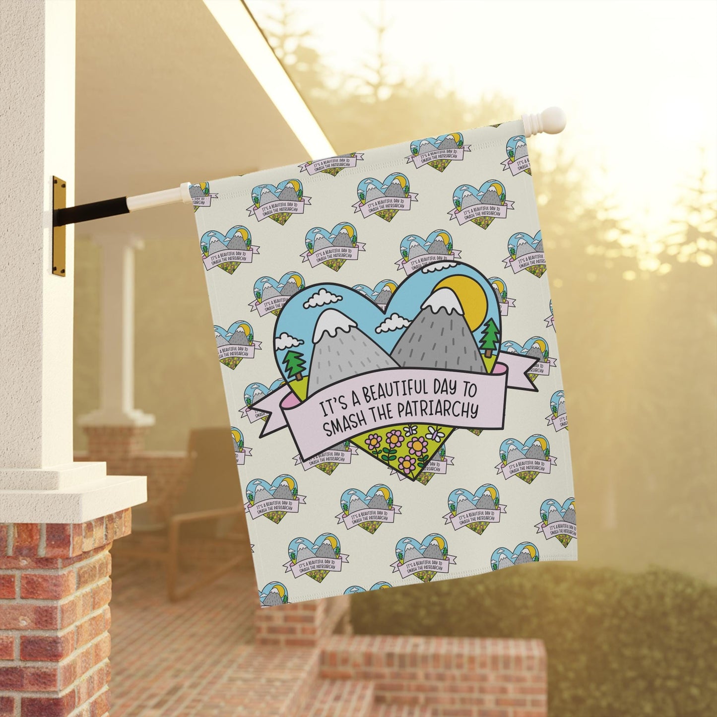 Beautiful Day to Smash the Patriarchy Yard Flag, Feminist Garden Home Decor, Cute Political FDT Gift for Women