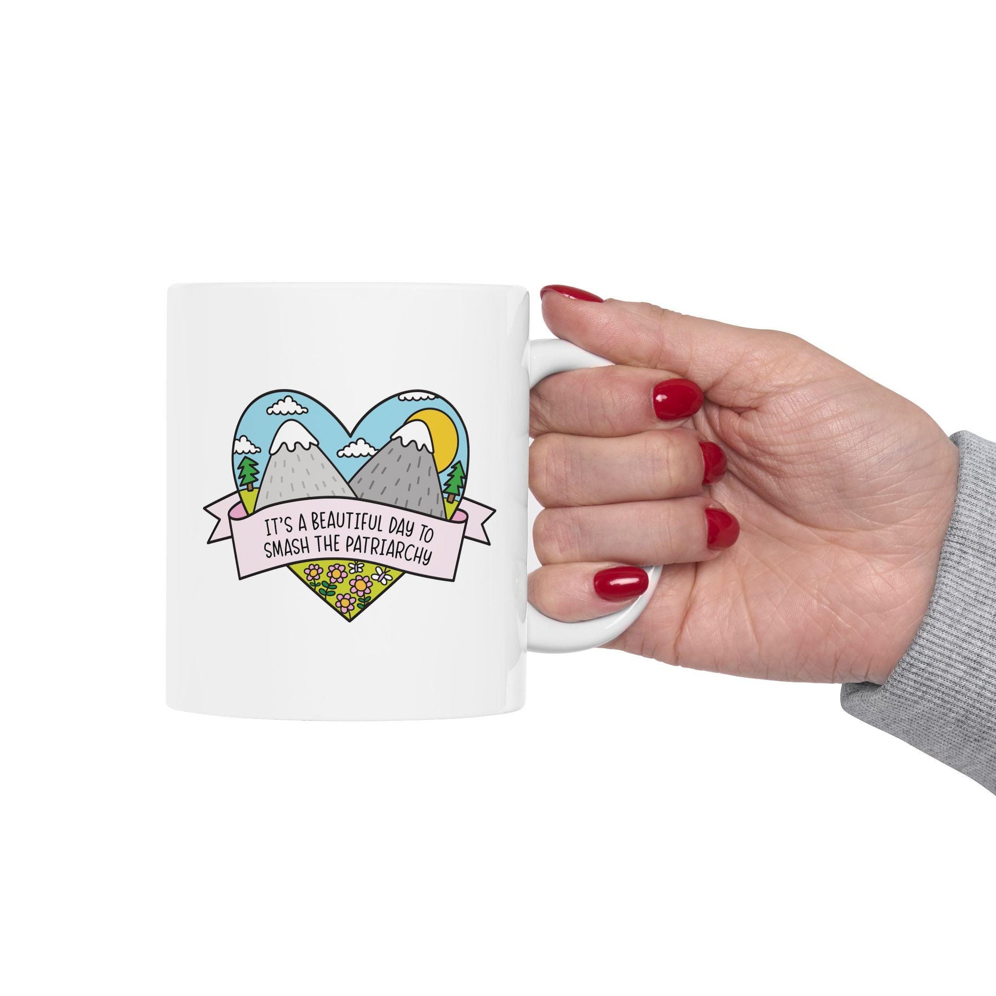 Beautiful Day To Smash The Patriarchy Mug, Anti Trump Protest Coffee Cup, Funny Political Subtle FDT Design, Resist and Persist Gift