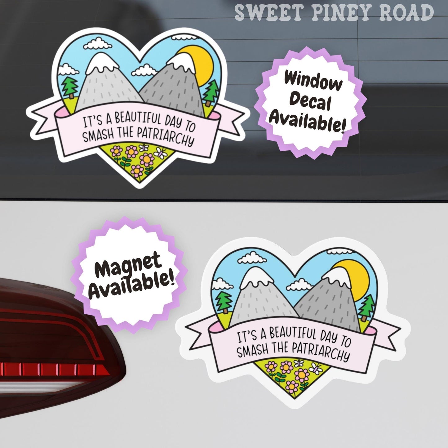 Beautiful Day to Smash the Patriarchy Car Magnet, Cute Feminist Vinyl Decal, Political FDT Gift for Women