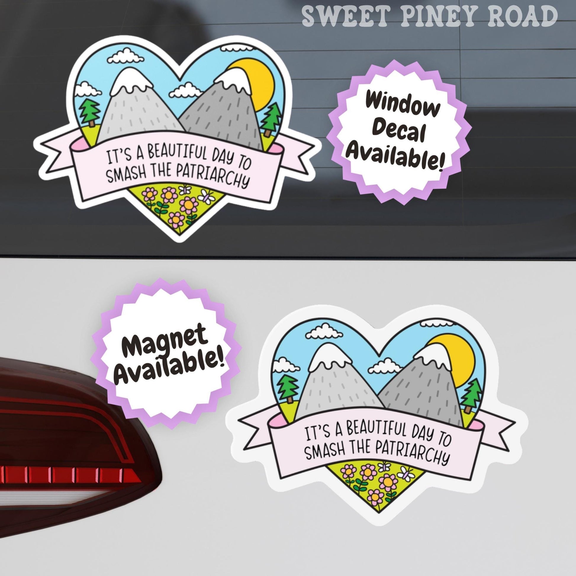 Beautiful Day to Smash the Patriarchy Car Magnet, Cute Feminist Vinyl Decal, Political FDT Gift for Women