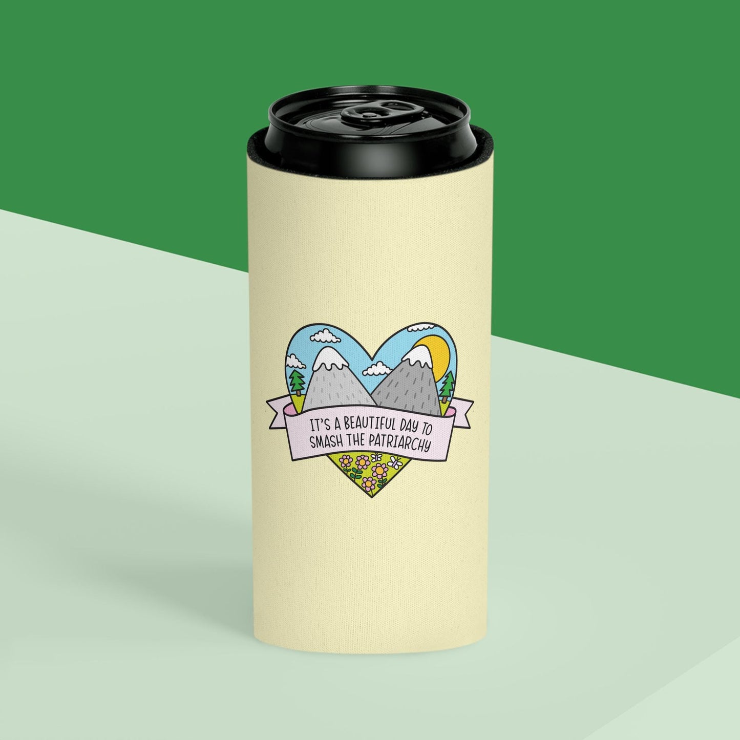 Beautiful Day to Smash the Patriarchy Can Cooler, Cute Feminist Cup Sleeve, Political FDT Gift for Women