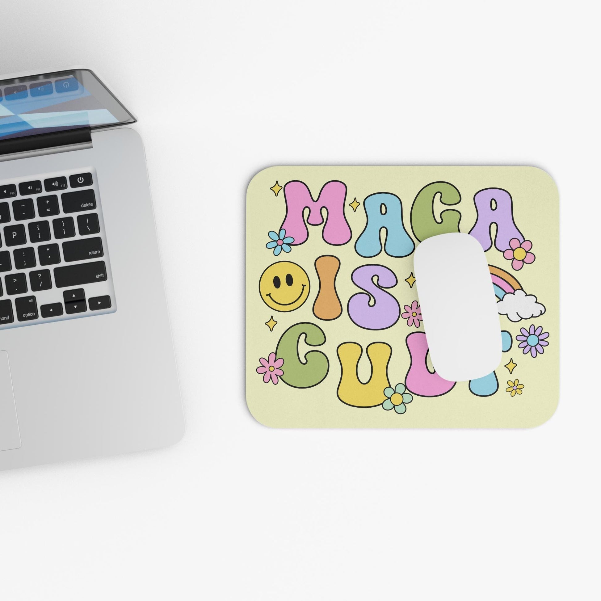 Funny MAGA Is A Cult Mouse Pad, Anti-Trump FDT Pastel Rainbow Office Decor