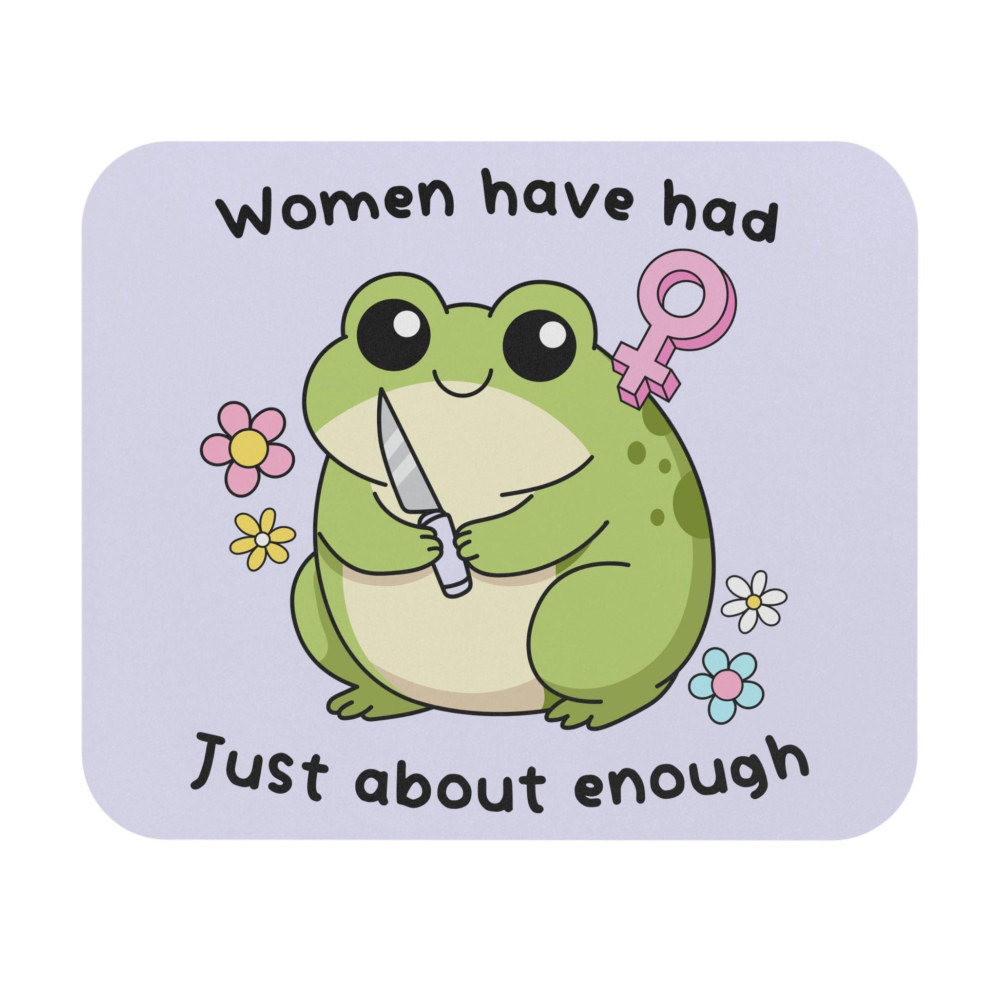 Cute Women's Rights Frog Mouse Pad, Angry Feminist FDT Office Decor