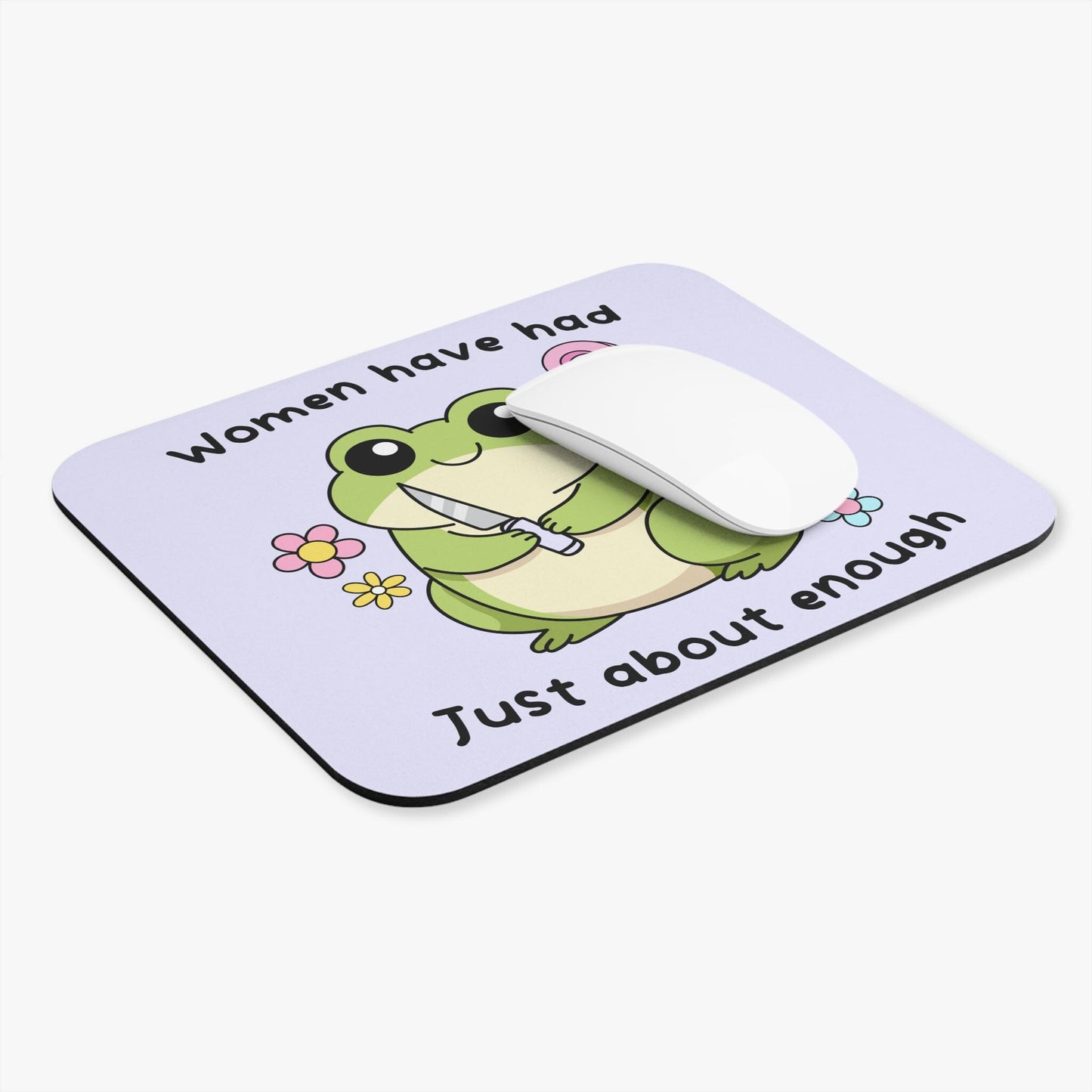 Cute Women's Rights Frog Mouse Pad, Angry Feminist FDT Office Decor