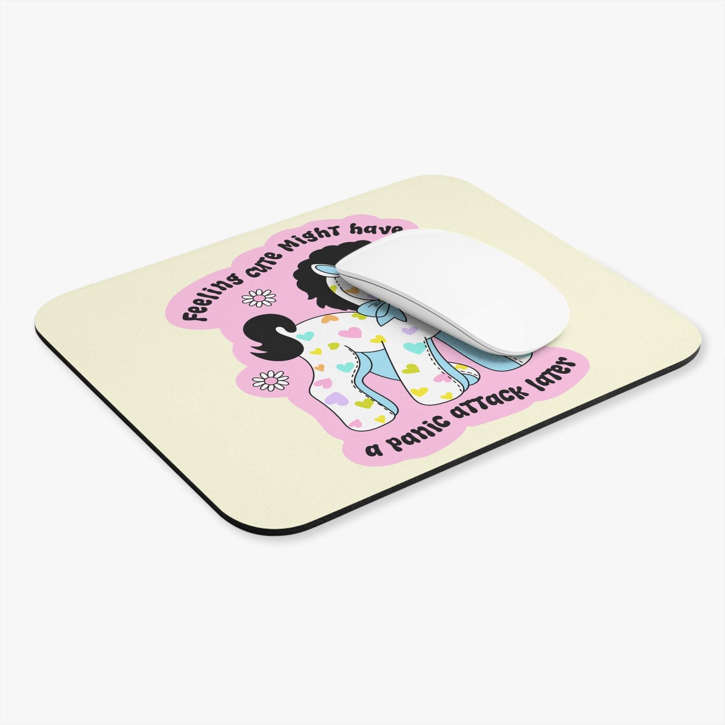 Funny Panic Attack Pony Mouse Pad, Hilarious Anxiety Humor Gag Gift Idea, Office Decor For Millennial