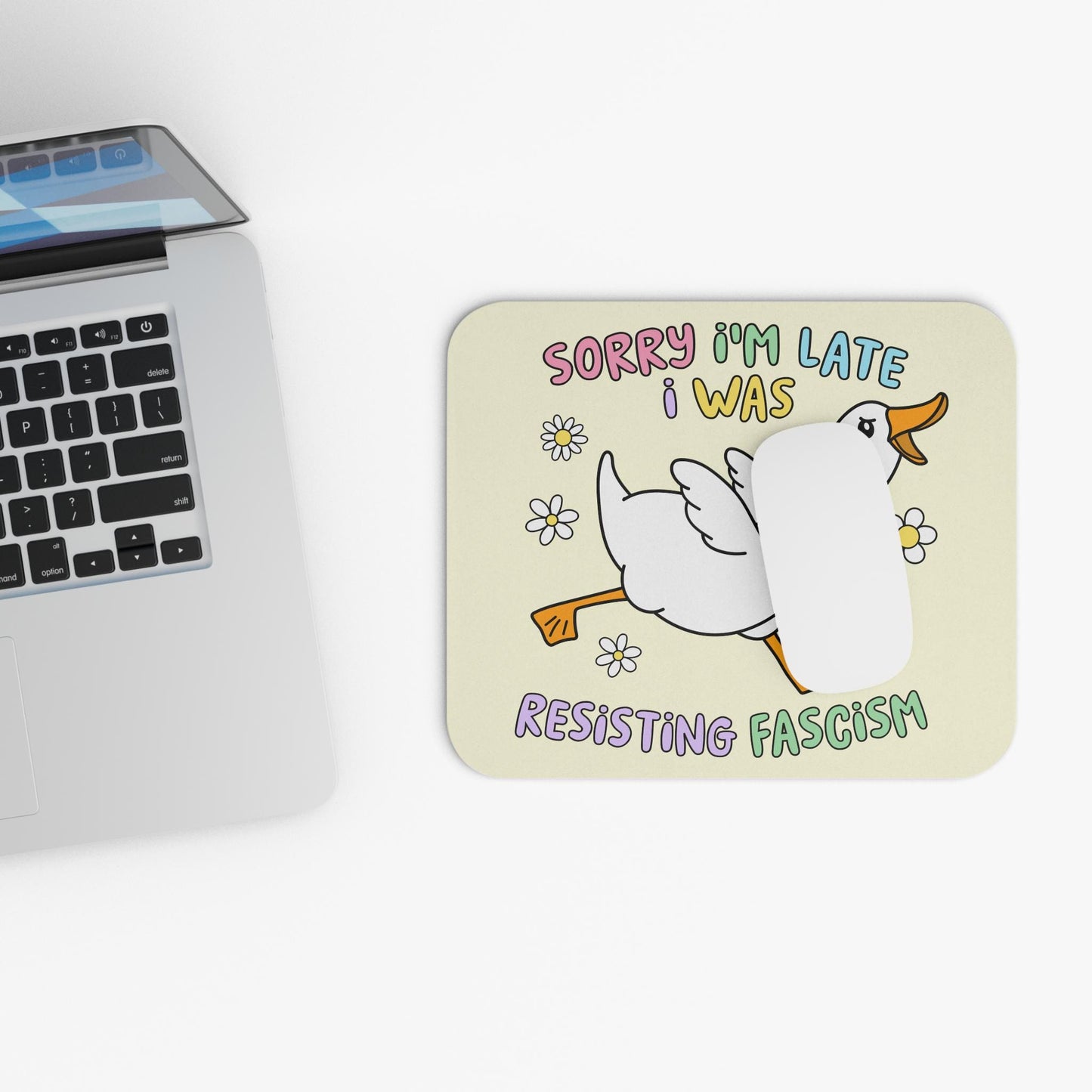 Cute Resisting Fascism Mouse Pad, Silly Goose FDT Office Decoration