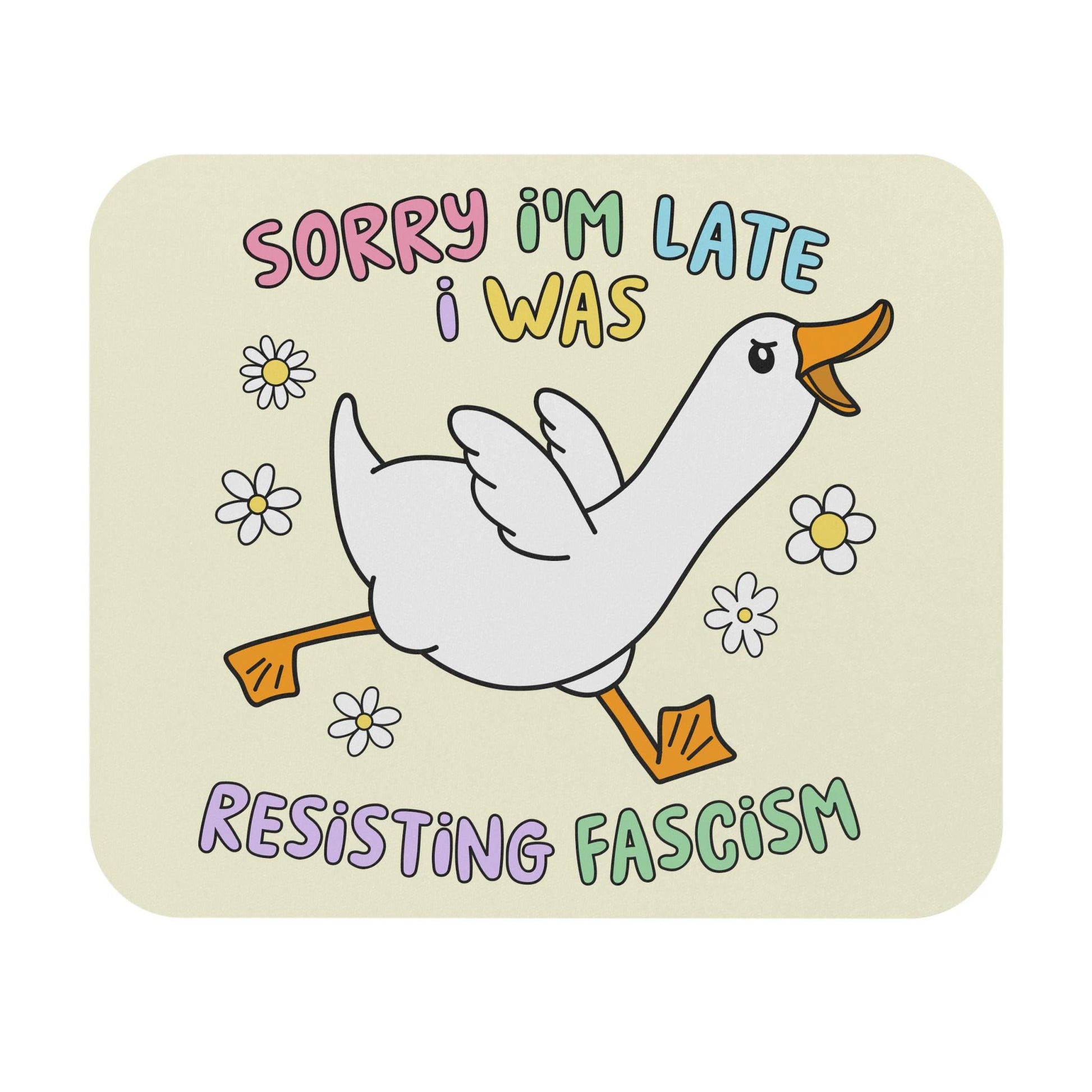 Cute Resisting Fascism Mouse Pad, Silly Goose FDT Office Decoration