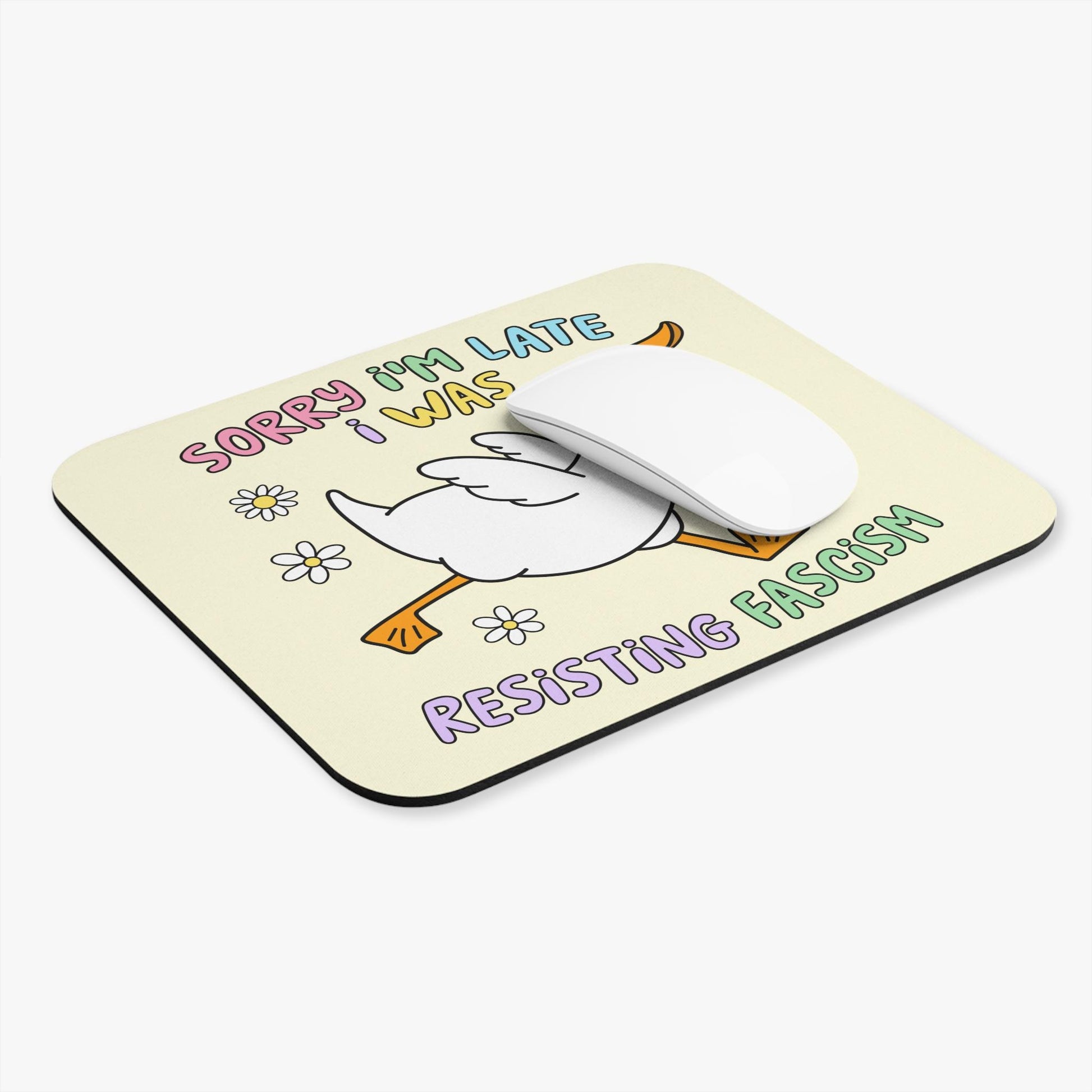 Cute Resisting Fascism Mouse Pad, Silly Goose FDT Office Decoration