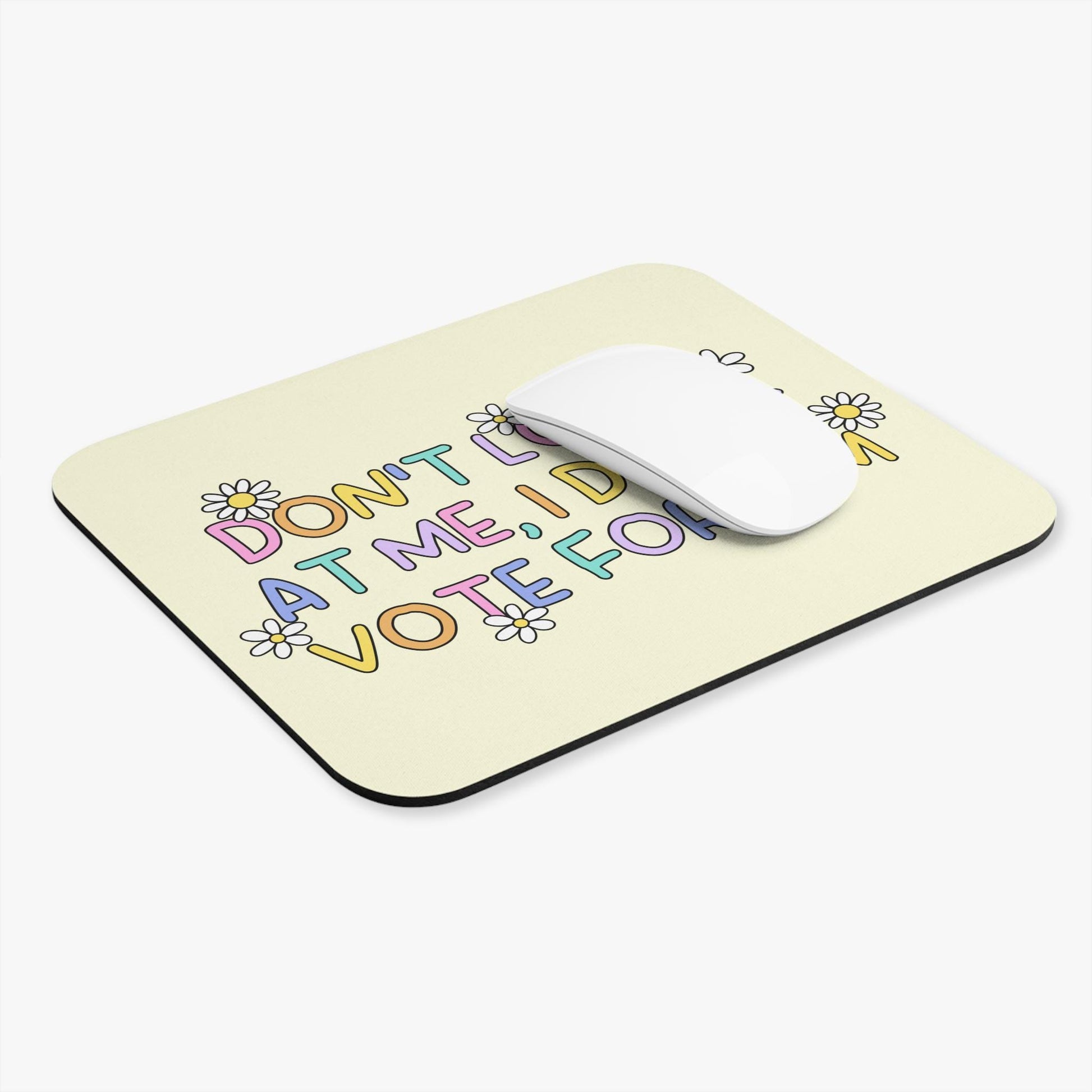 I Didn't Vote For Him Mouse Pad, Cute Pastel Flowers FDT Office Decor, Anti-Trump Gift Ideas