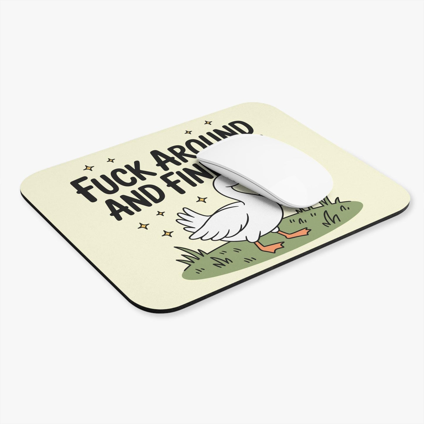 F*ck Around and Find Out Goose Mouse Pad, Hilarious Silly Goose Snarky Office Humor, Coworker Gag Gift