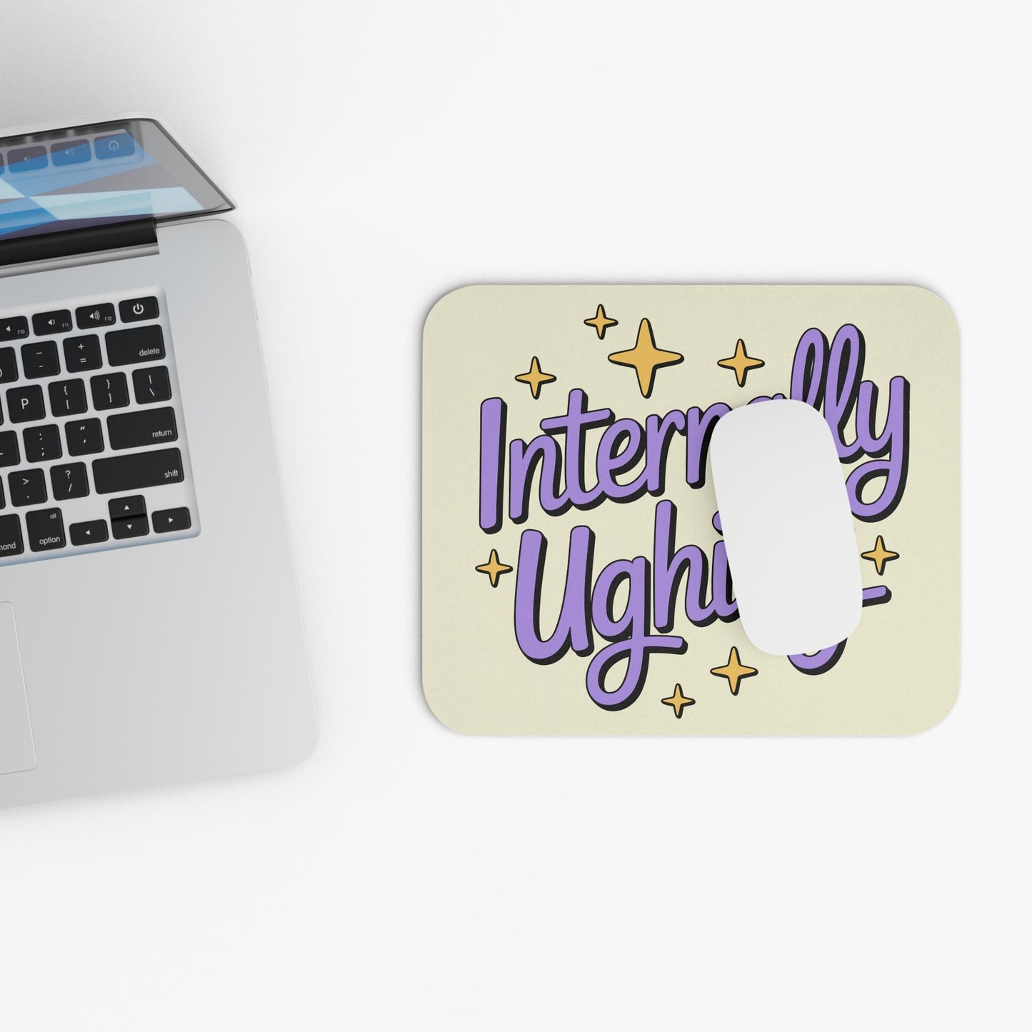 Internally Ughing Mouse Pad, Funny Office Desk Accessory, Introvert Work Humor Gift, Coworker Desk Decor, Sarcastic Employee Gift
