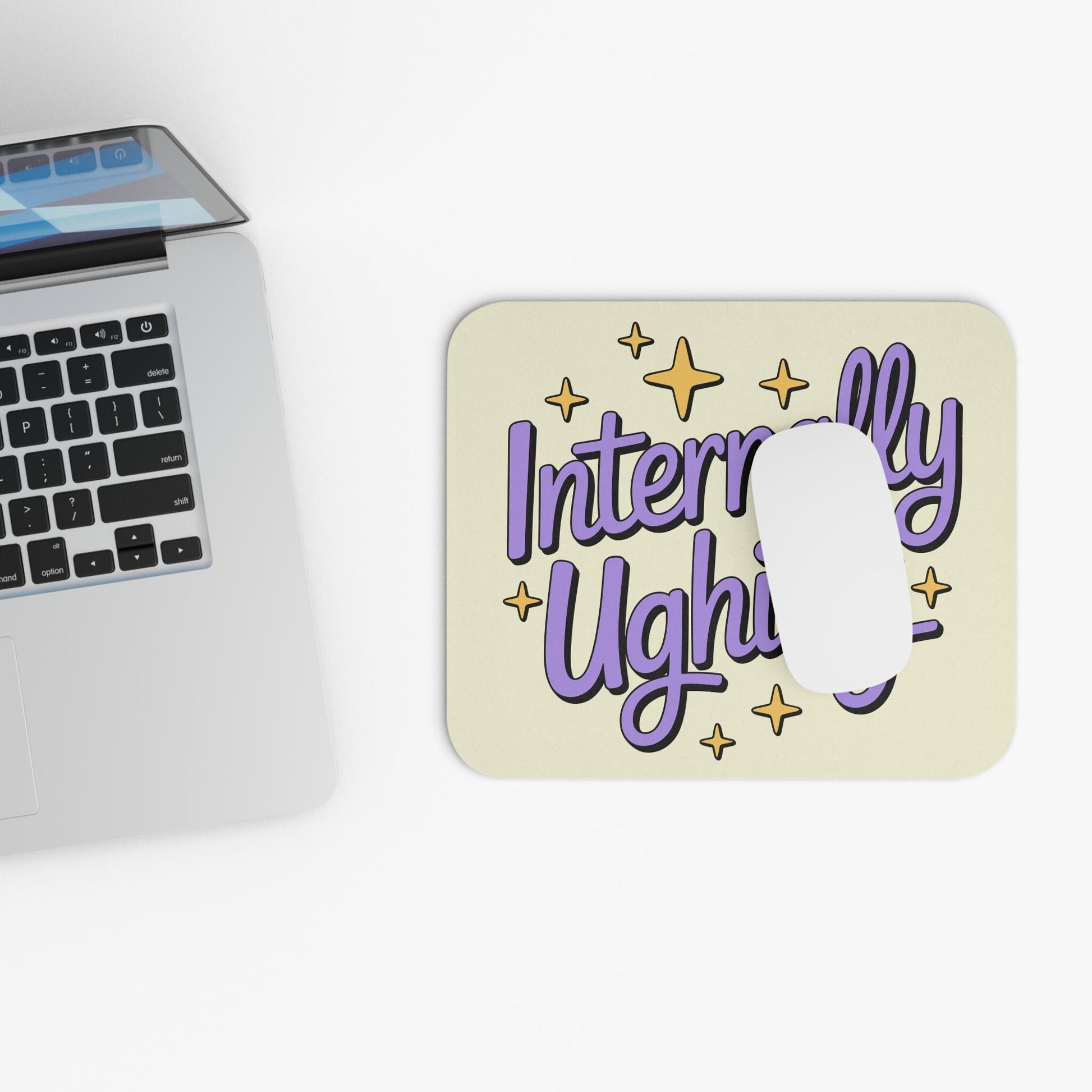Internally Ughing Mouse Pad, Funny Office Desk Accessory, Introvert Work Humor Gift, Coworker Desk Decor, Sarcastic Employee Gift