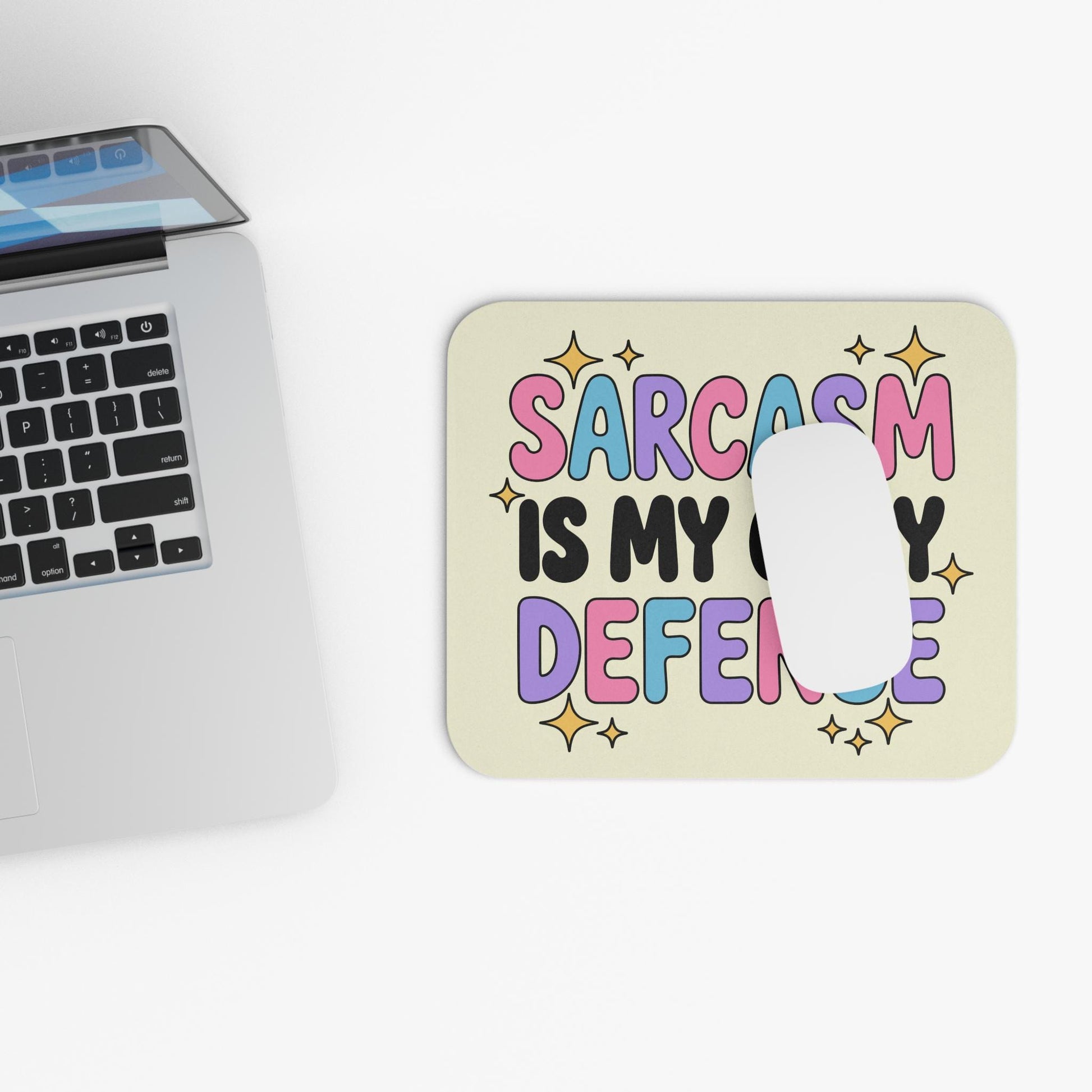 Sarcasm Is My Only Defense Mouse Pad, Funny Office Desk Accessory, Snarky Coworker Gift, Introvert Humor Decor, Work Bestie Gift