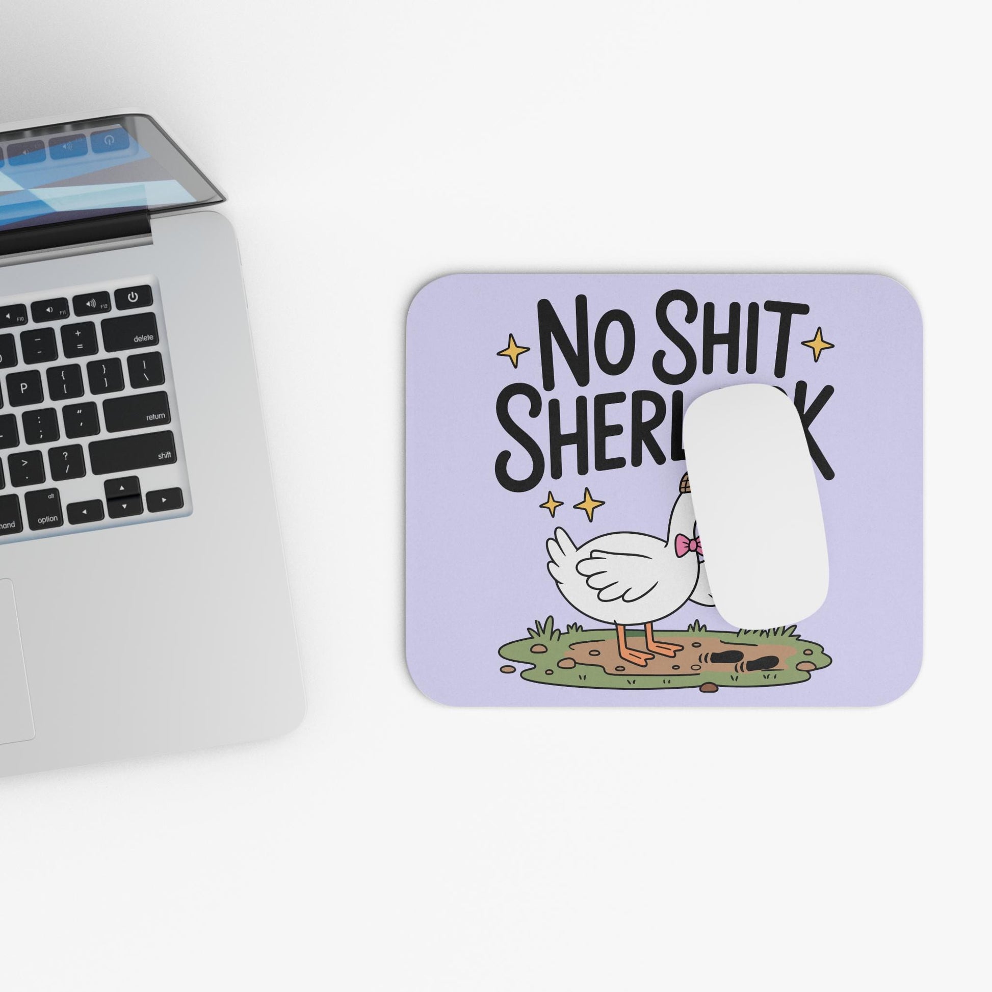 No Shit Sherlock Goose Mouse Pad, Funny Goose Desk Accessory, Sarcastic Office Humor Gift, Snarky Coworker Decor, Chaotic Animal Gift