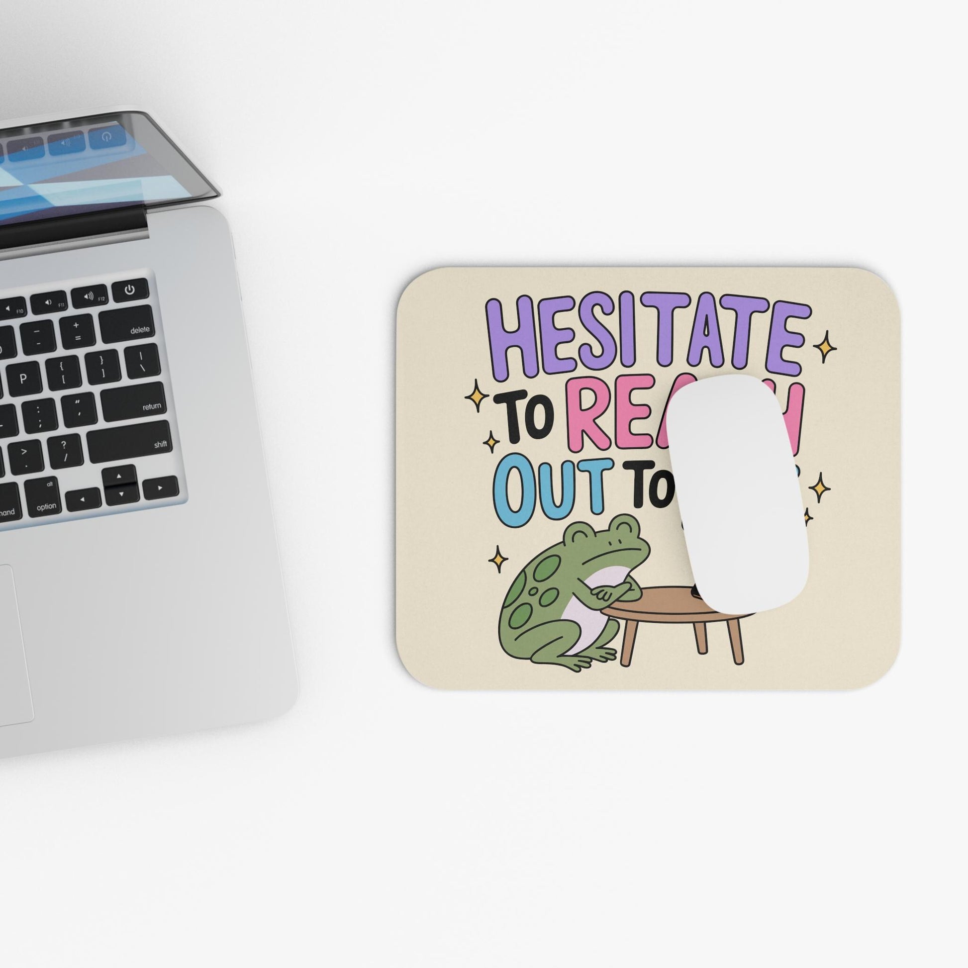 Hesitate to Reach Out to Me Mouse Pad, Funny Introvert Desk Accessory, Social Anxiety Humor Gift, Frog Lover Office Decor, Anti Social Gift