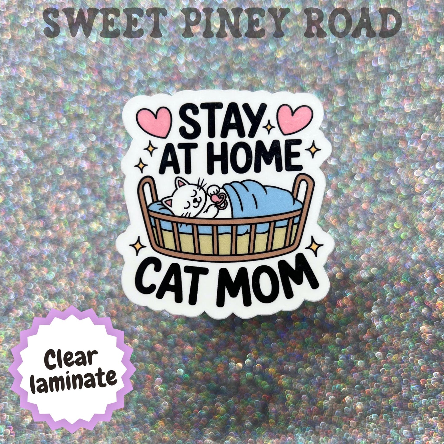Stay At Home Cat Mom Sticker, Funny Cat Lover Gift, Introvert Cat Sticker, Homebody Humor Decal, Cozy Cat Mom Accessory