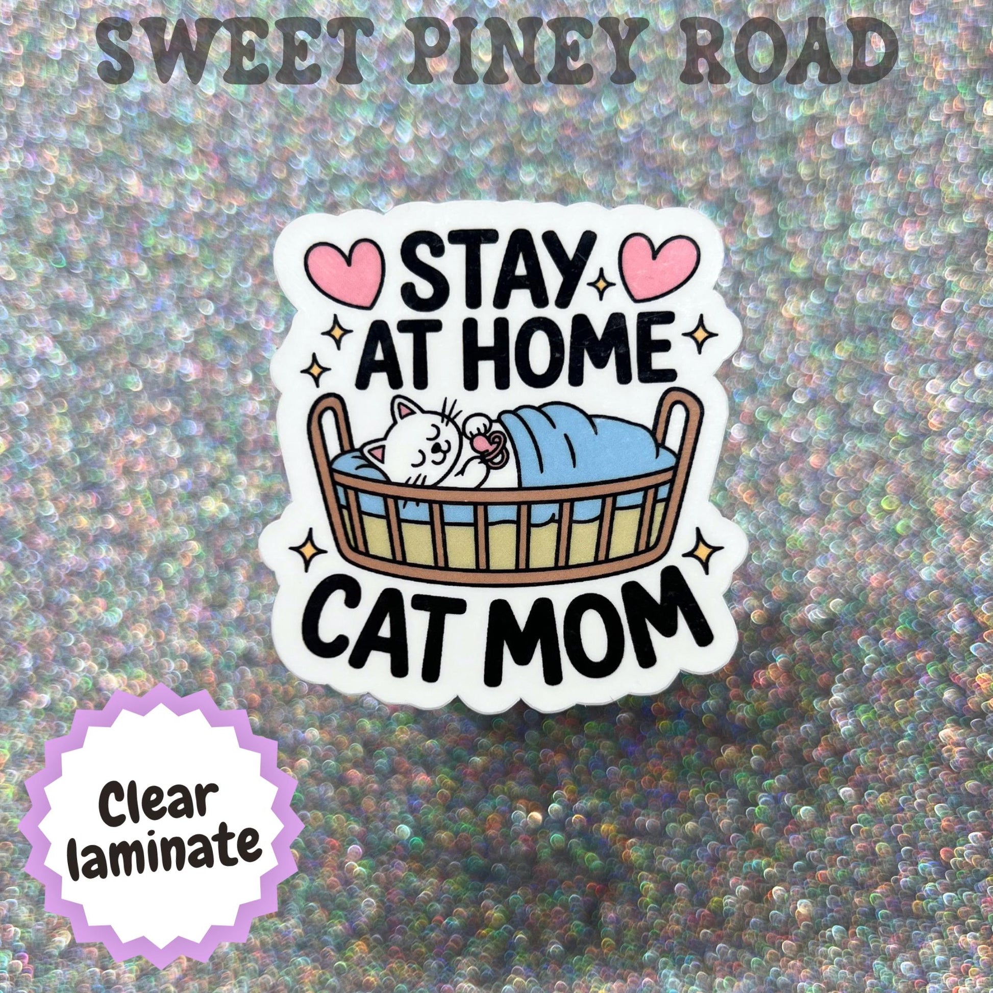 Stay At Home Cat Mom Sticker, Funny Cat Lover Gift, Introvert Cat Sticker, Homebody Humor Decal, Cozy Cat Mom Accessory