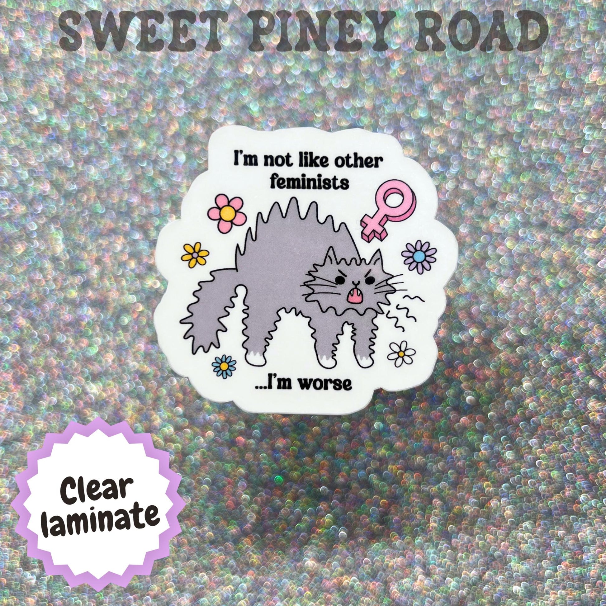 Funny Feminist Cat Sticker, Feminist Humor Stickers, Angry Cat Meme Sticker, Women's Rights FDT Gift, Sarcastic Cat Lover Gift