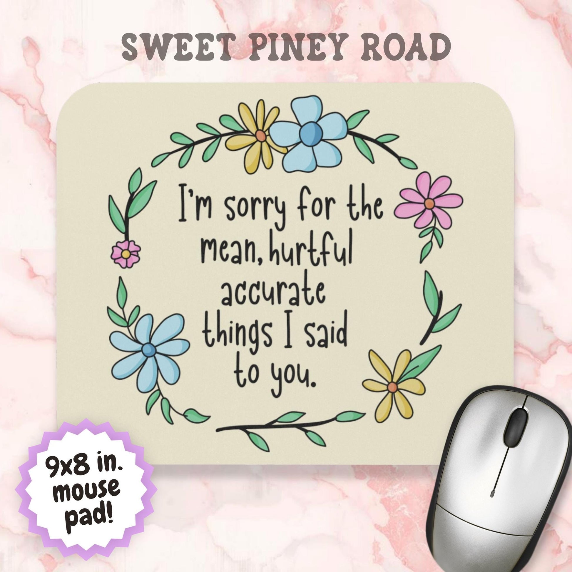 Mean Hurtful Accurate Things Mouse Pad, Funny Sarcastic Desk Accessory, Petty Humor Gift, Sassy Office Decor for Coworkers