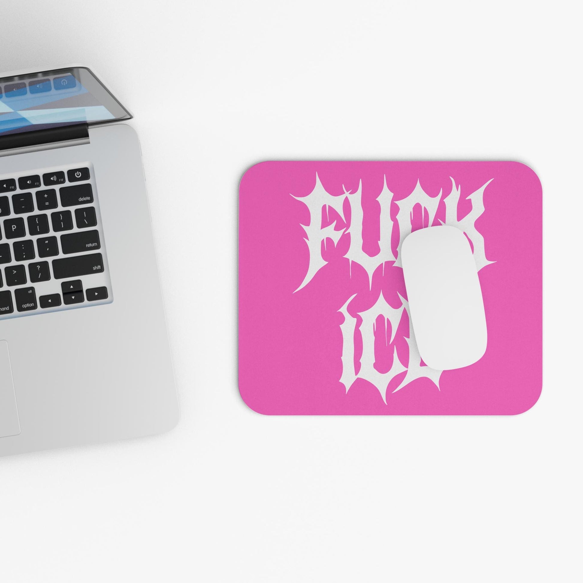 Pink F*ck ICE Mouse Pad, FDT Desk Accessory, Progressive Political Gift, Protest Office Decor, Activist Metalcore Y2K Gothic Desk Mat