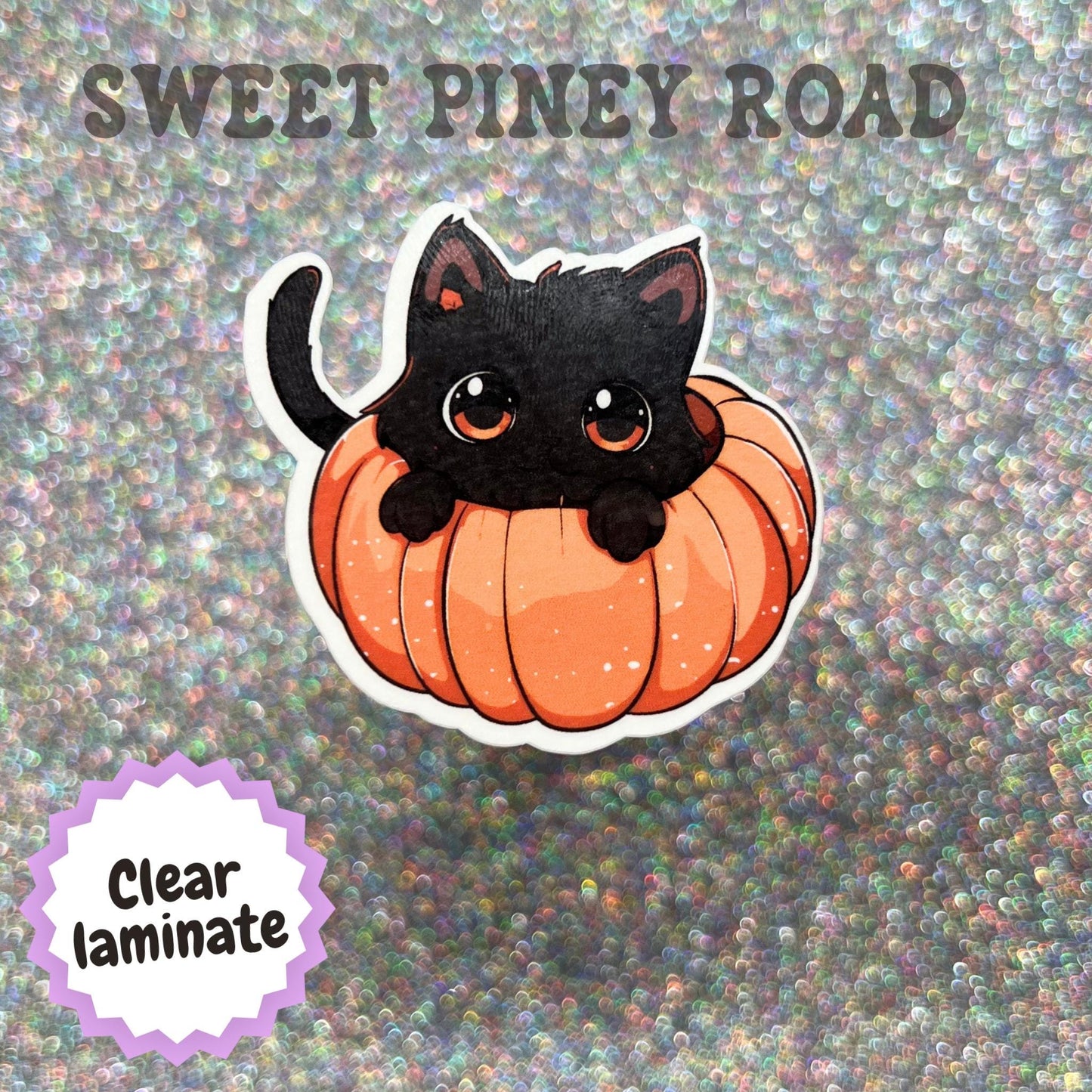 Black Cat Pumpkin Sticker, Cute Halloween Cat Decal, Kawaii Fall Sticker, Spooky Season Gift, Autumn Laptop Accessory