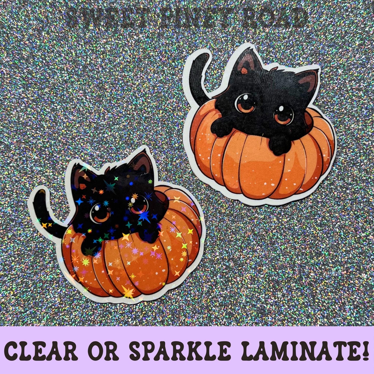 Black Cat Pumpkin Sticker, Cute Halloween Cat Decal, Kawaii Fall Sticker, Spooky Season Gift, Autumn Laptop Accessory