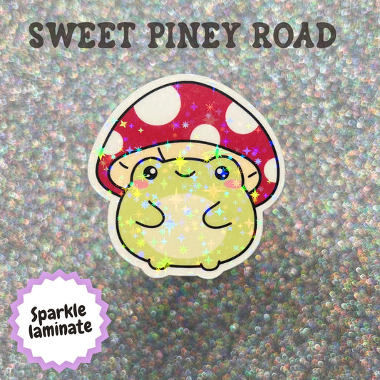 Toad Mushroom Sticker, Cute Frog Mushroom Decal, Kawaii Cottagecore Sticker, Whimsical Nature Art, Frog Lover Gift