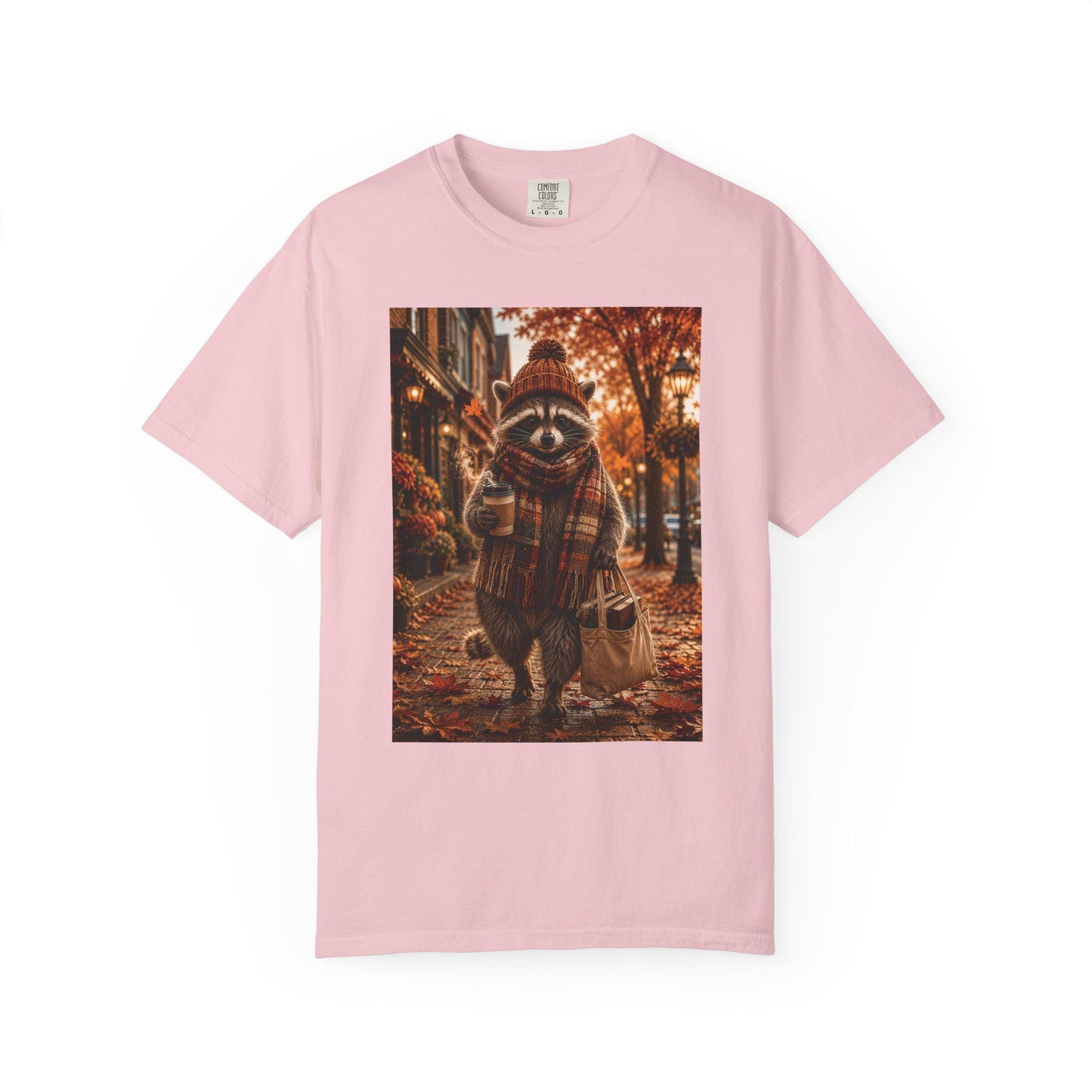 Fall Raccoon Shirt, Cozy Autumn Book Lover Tee, Cute Woodland Animal Shirt, Coffee and Books Graphic Tee Gift