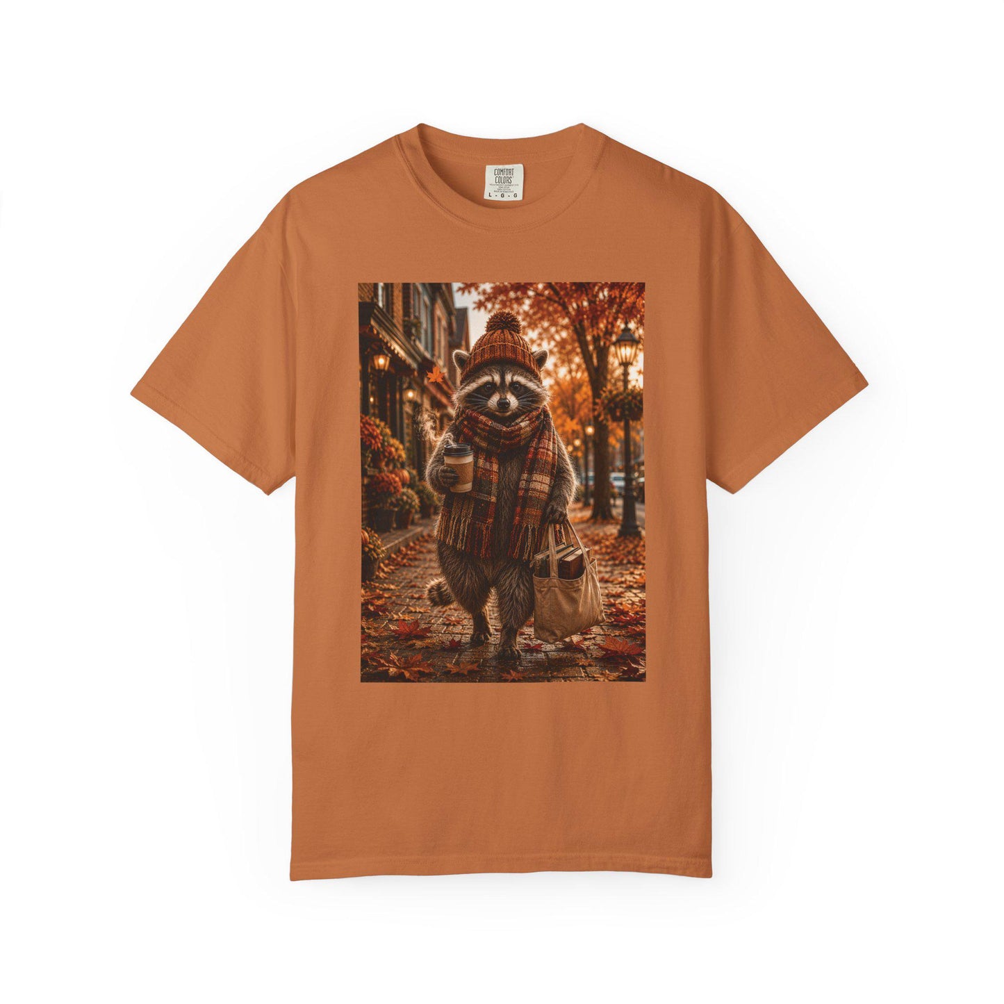 Fall Raccoon Shirt, Cozy Autumn Book Lover Tee, Cute Woodland Animal Shirt, Coffee and Books Graphic Tee Gift
