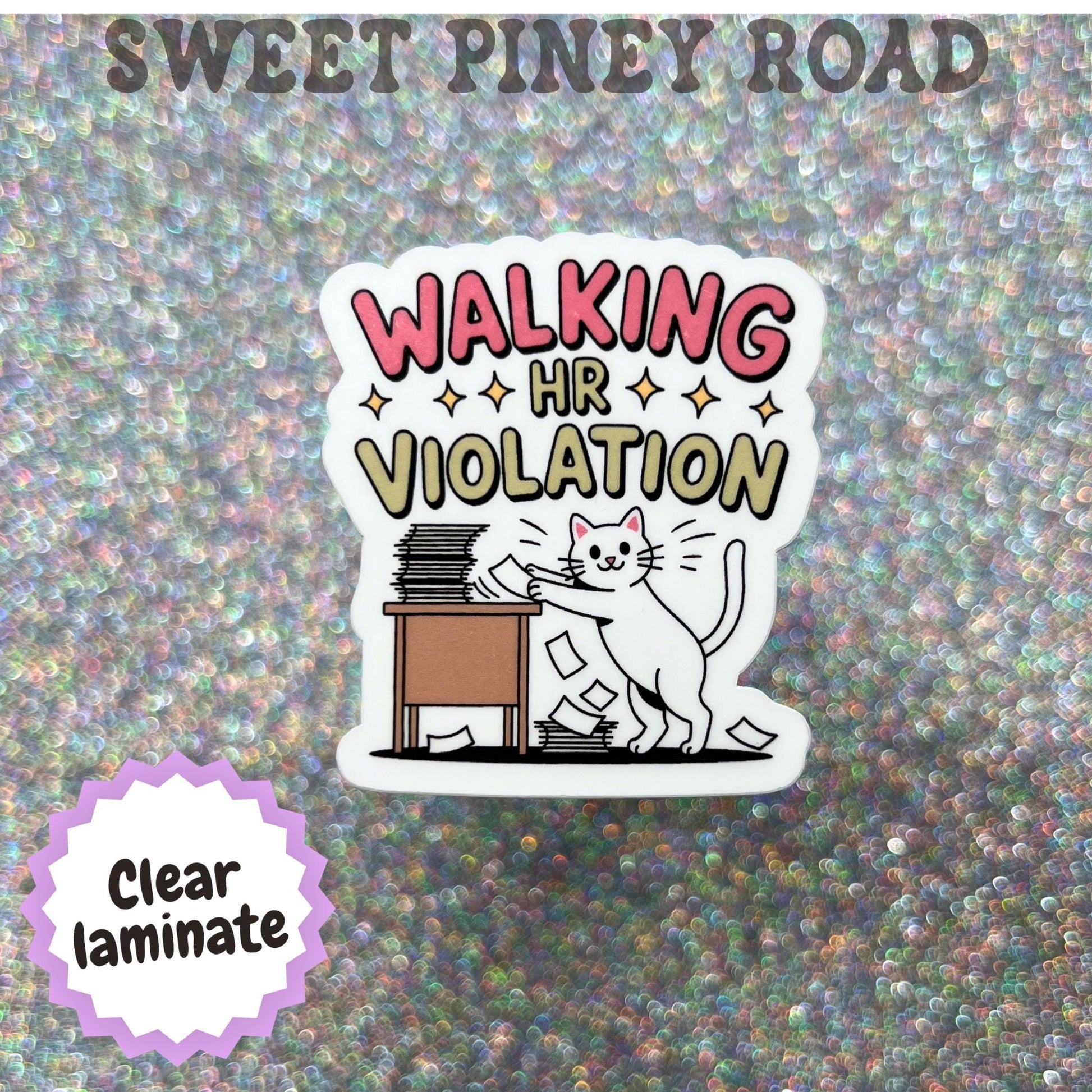 Walking HR Violation Sticker, Funny Office Cat Sticker, Coworker Humor Decal, Human Resources Joke, Corporate Meme Gift