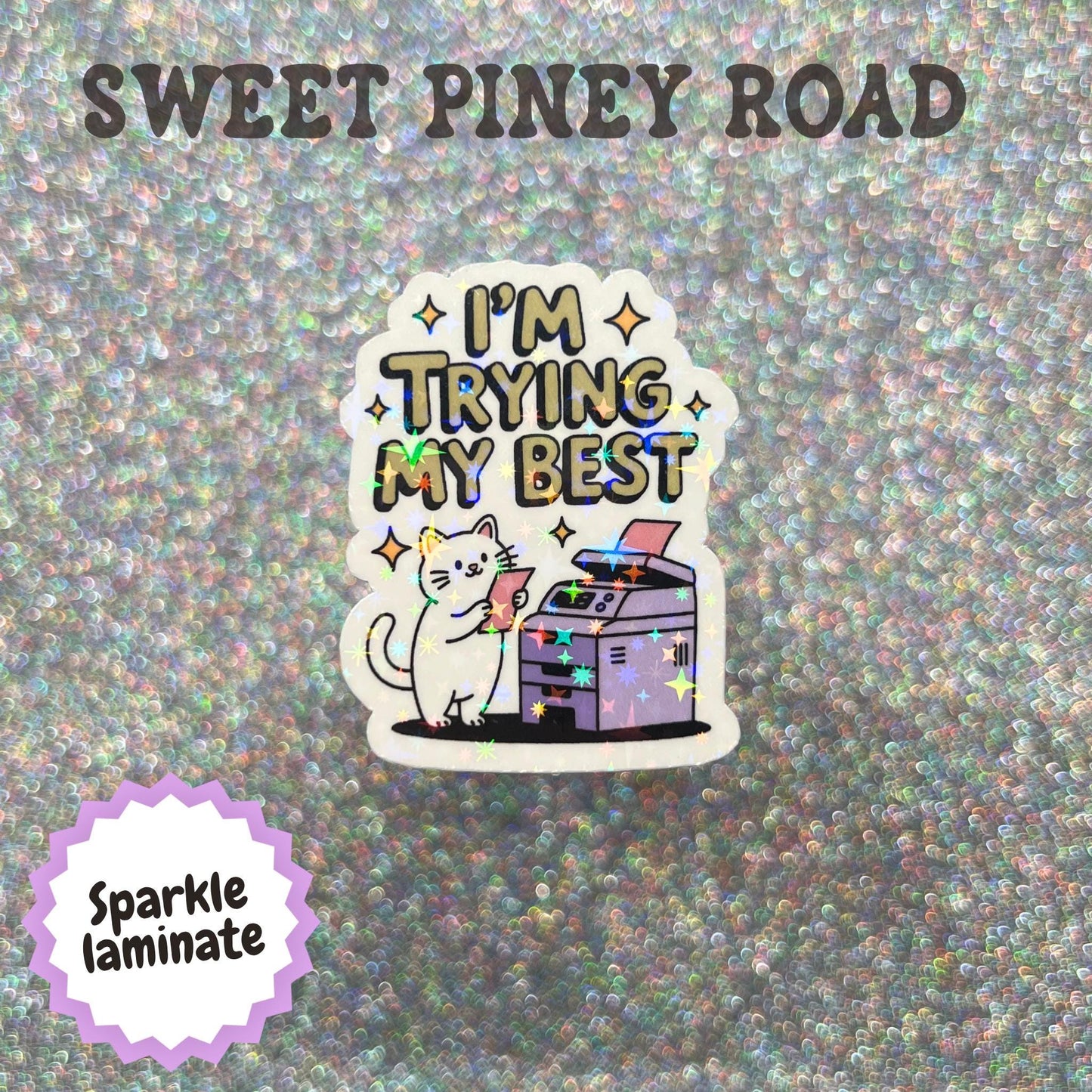 I'm Trying My Best Sticker, Funny Office Cat Sticker, Workplace Humor Decal, Coworker Gift, Burnout Humor, Office Worker Gift