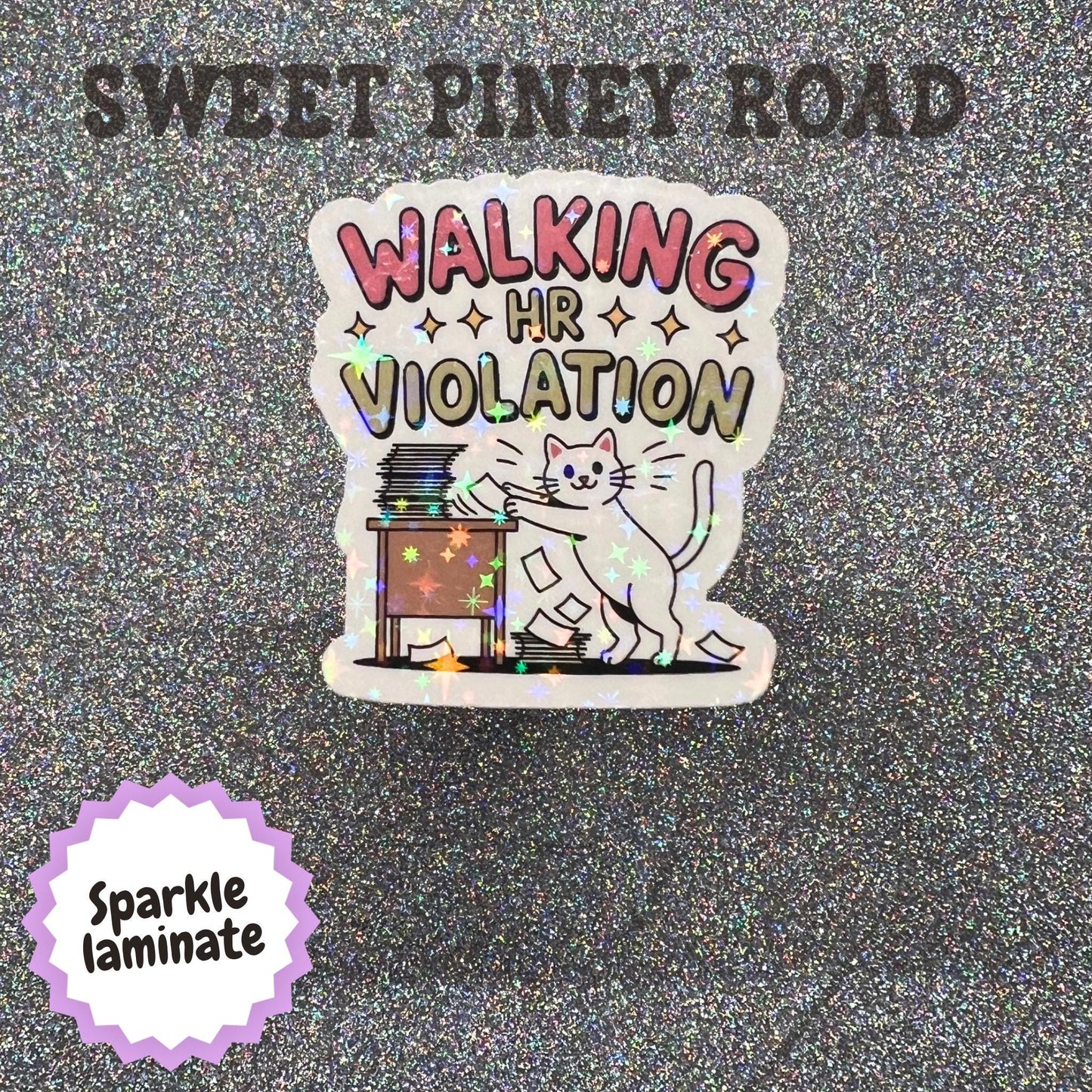Walking HR Violation Sticker, Funny Office Cat Sticker, Coworker Humor Decal, Human Resources Joke, Corporate Meme Gift