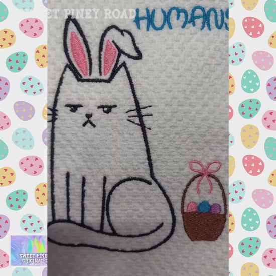Easter Bunny Embroidered Towel, Personalized Funny Cat Gift For Friend, Baker Gift, Holiday Custom Wash Cloth Present, Cute Farmhouse Decor