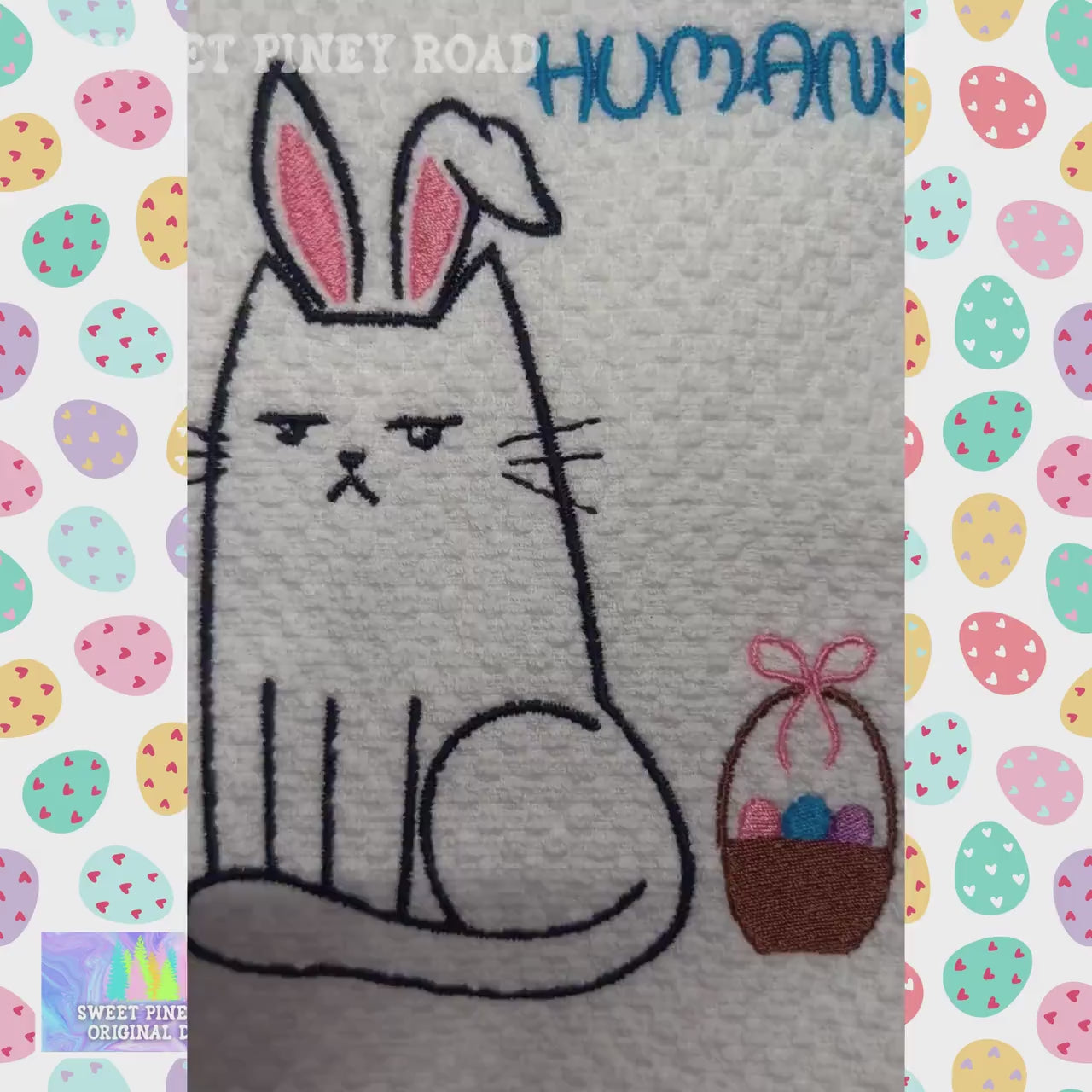 Easter Bunny Embroidered Towel, Personalized Funny Cat Gift For Friend, Baker Gift, Holiday Custom Wash Cloth Present, Cute Farmhouse Decor