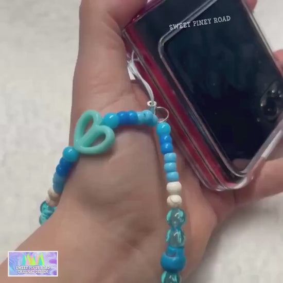 Teal Blue Skull Phone Charm Strap, Universal Fit, Phone Carrying Wrist Strap, Hands-Free Wrist Grip, Hearts Girly Skulls Vibes Straps Gift