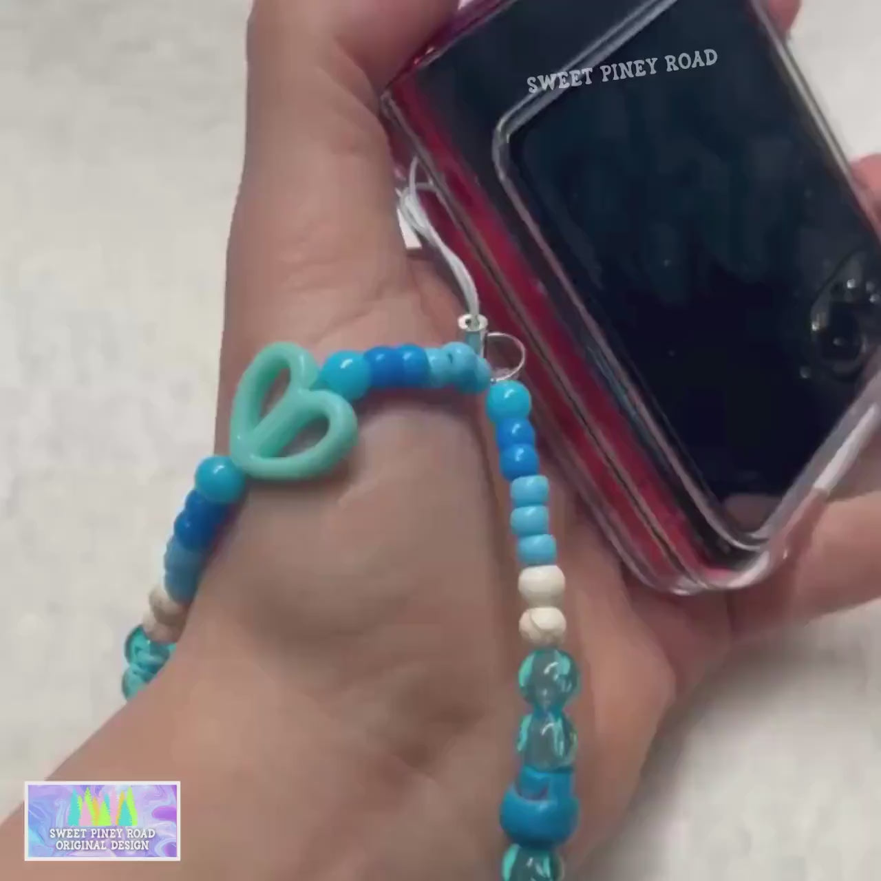 Teal Blue Skull Phone Charm Strap, Universal Fit, Phone Carrying Wrist Strap, Hands-Free Wrist Grip, Hearts Girly Skulls Vibes Straps Gift