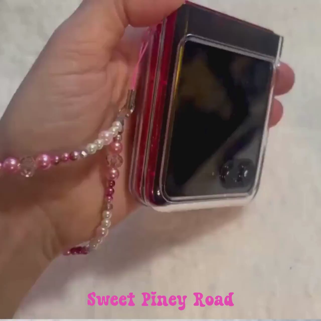 Pink Pearl Beaded Phone Charm Strap, Chain Cellphone Strap Lanyard, Cute Kawaii Wristlet Accessory, Girly Accessory, Gift For Her, 2000s Y2k