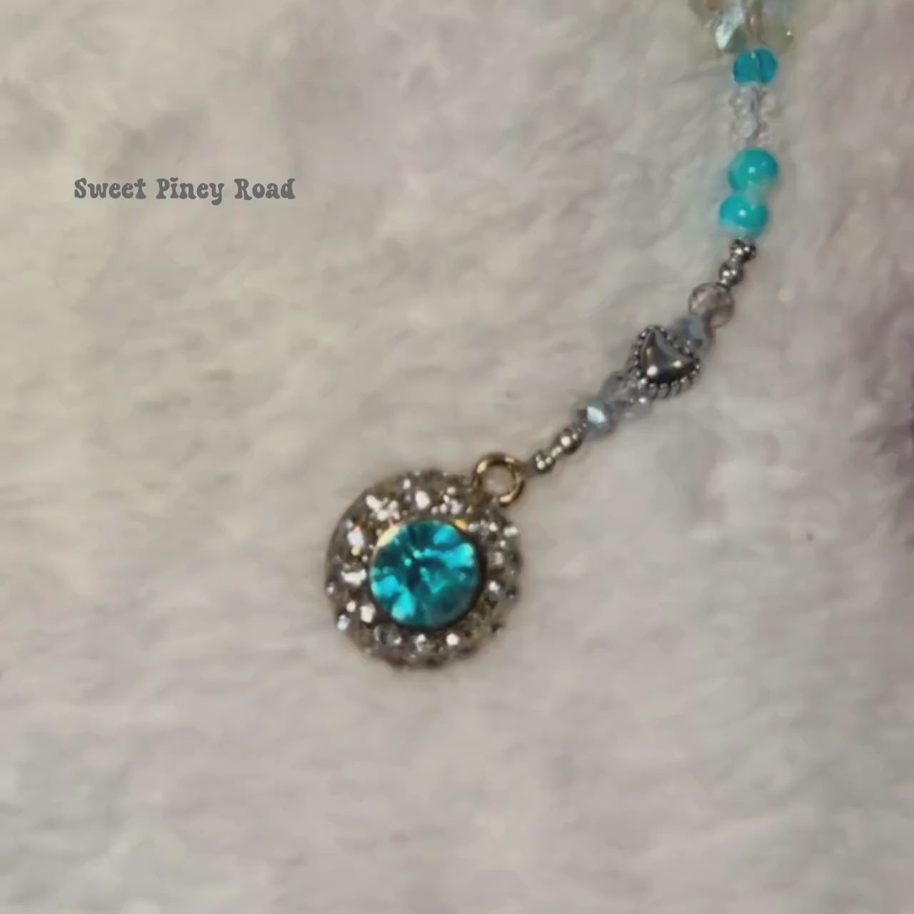 Teal Gemstone Beaded Phone Charm, Cellphone Accessory, Cute Girly Aesthetic, Accessories, Gift For Her Mom Friend, Personalized Butterfly