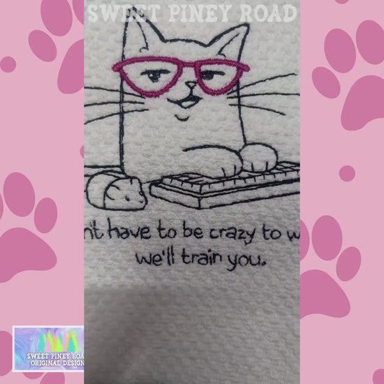 Cat Gift Handmade Embroidery Towel, Christmas Gift For Work From Home, Kitchen Housewarming Gifts, Kitty Lover Idea, Funny Tea Wife or Mom