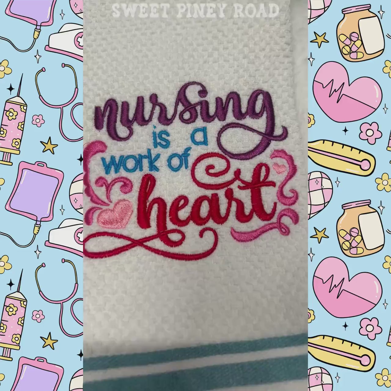 Nursing Work Of Heart Embroidered Towel, Personalized Nurse Bath Towel, Gift For Nurses Holiday Custom Wash Cloth Idea For CNA, LPN, LVN, Rn