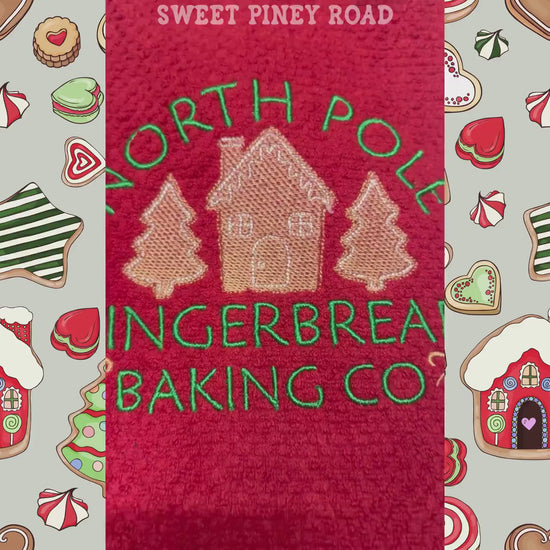 Gingerbread House Embroidered Towel, Personalized Christmas Bath Towel, Cookie Bakers Gift, Holiday Custom Wash Cloth, Cute Farmhouse Decor