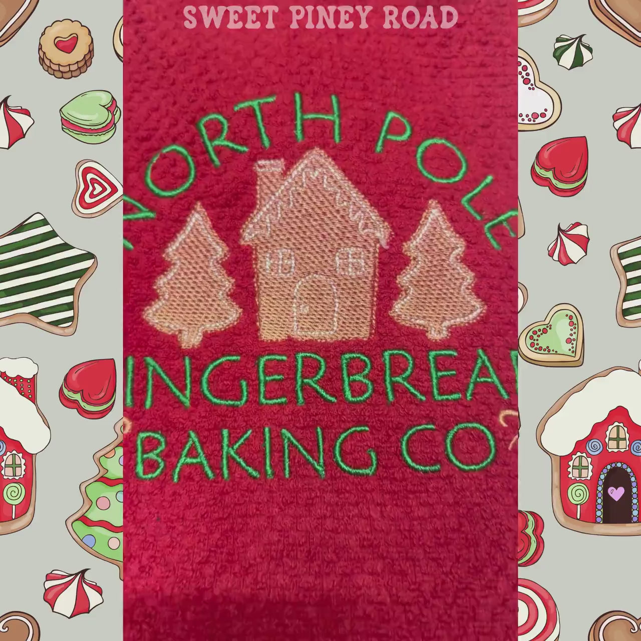 Gingerbread House Embroidered Towel, Personalized Christmas Bath Towel, Cookie Bakers Gift, Holiday Custom Wash Cloth, Cute Farmhouse Decor