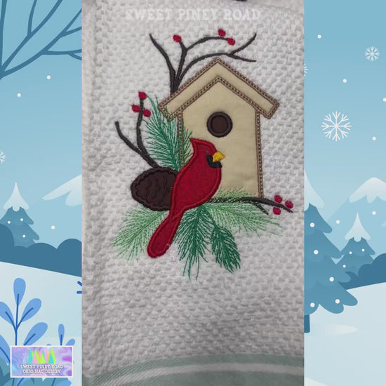 Red Cardinal Hand Towel For Kitchen, Holiday Bird Lover Gift, Animals Outdoor Nature Decor, 100% Cotton Bathroom Idea Cute, Farmhouse Style