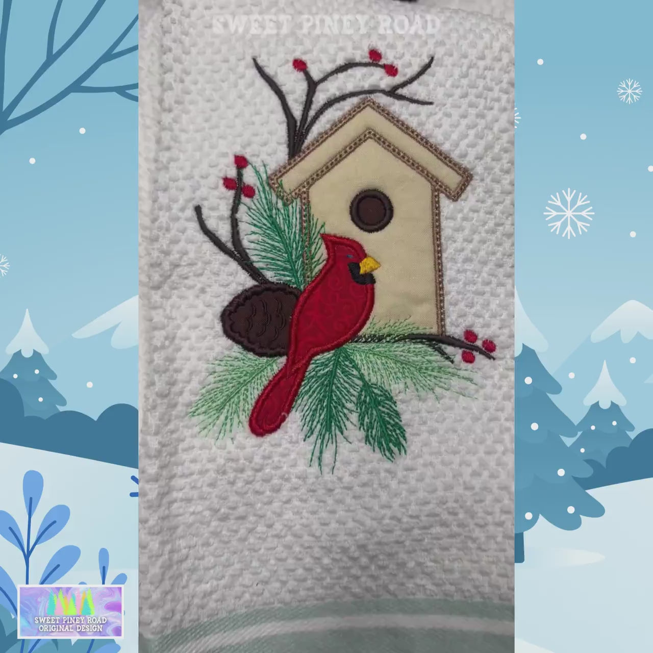 Red Cardinal Hand Towel For Kitchen, Holiday Bird Lover Gift, Animals Outdoor Nature Decor, 100% Cotton Bathroom Idea Cute, Farmhouse Style